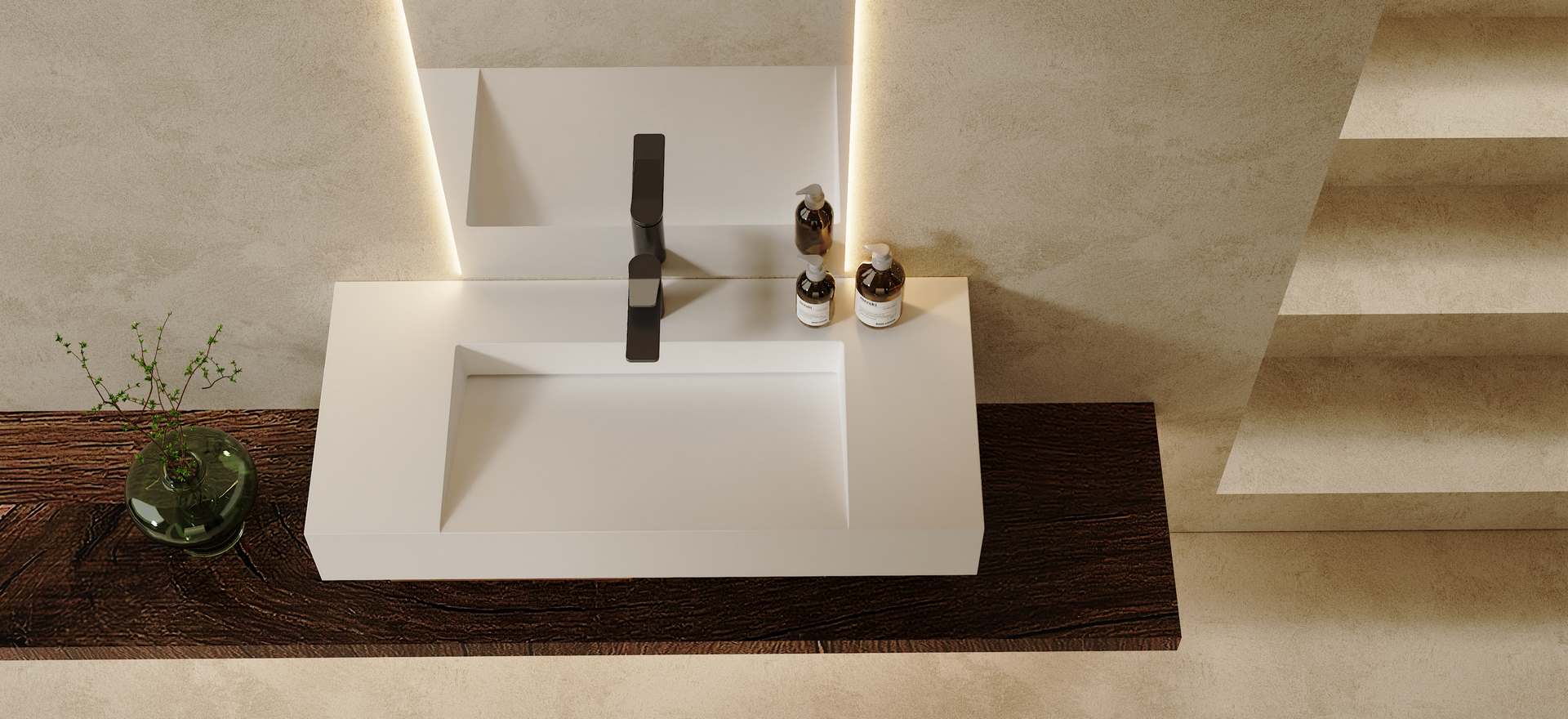 Solid Surface Wall-mounted Basin CPG-9010-2