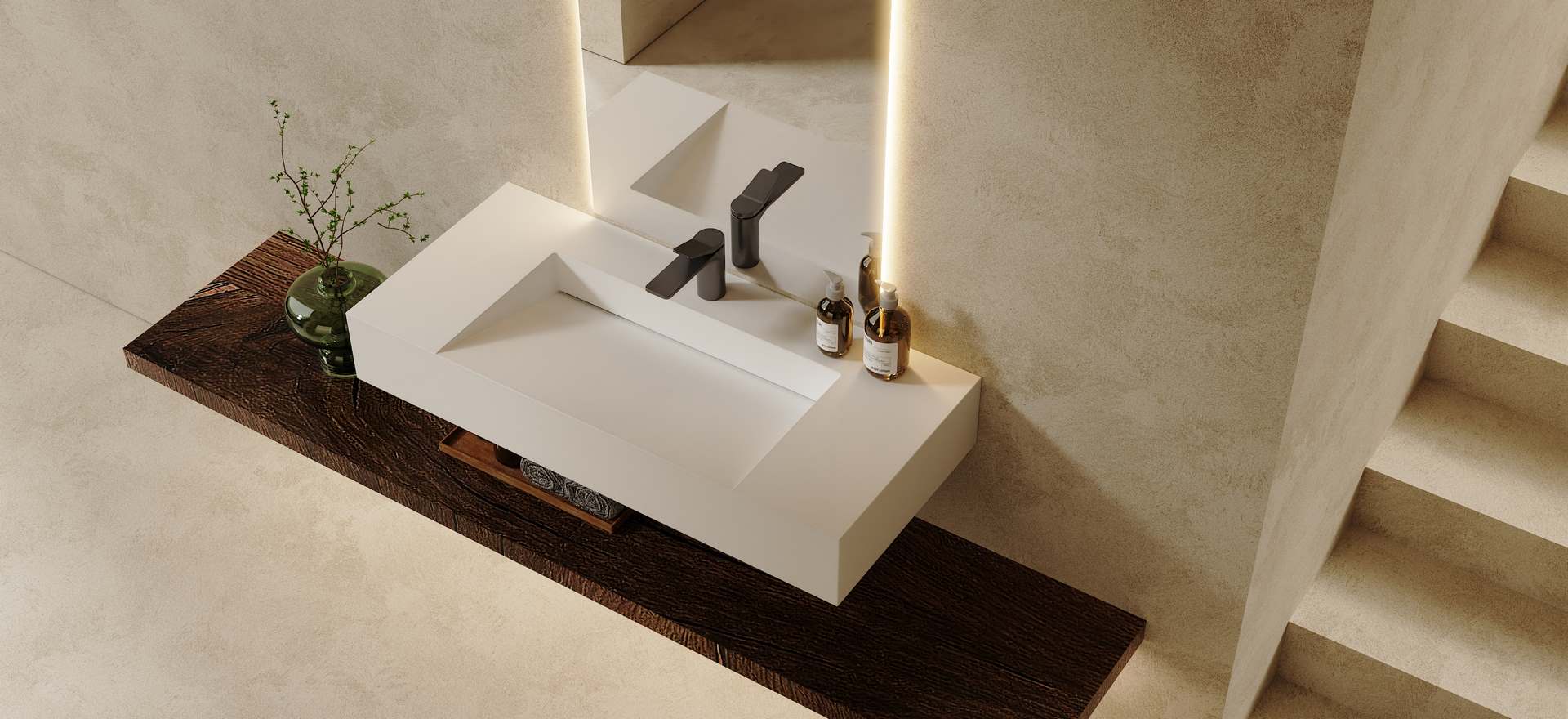 Solid Surface Wall-mounted Basin CPG-9010-3