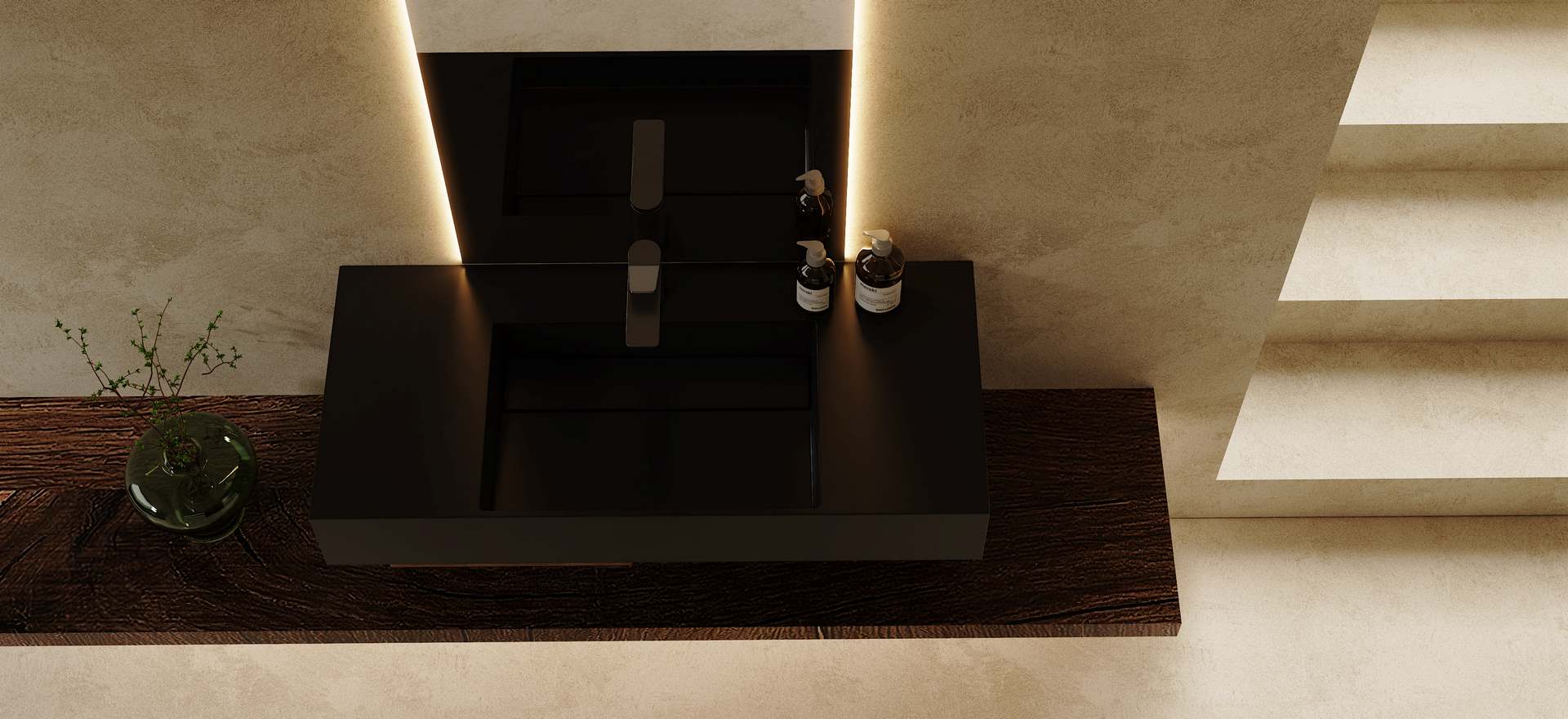 Solid Surface Wall-mounted Basin CPG-9011-Black