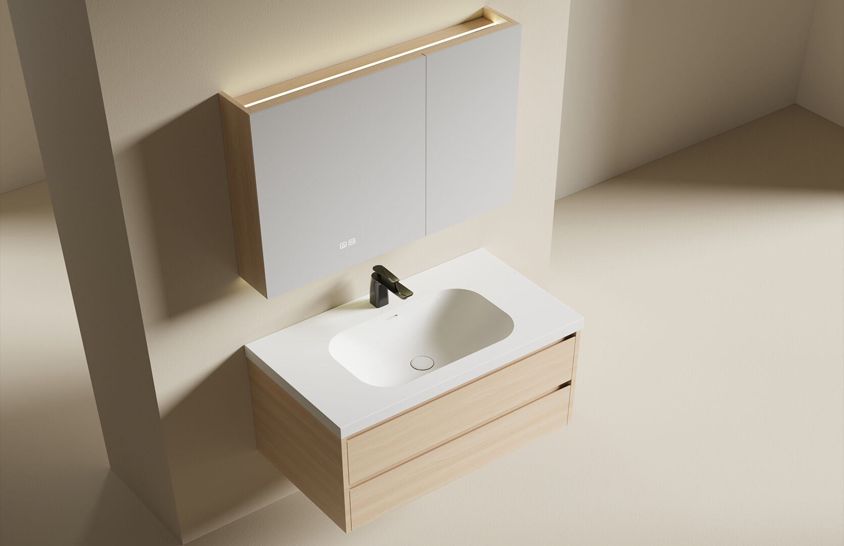 Solid Surface Wall Hung Bathroom Vanity_-CPG-3386