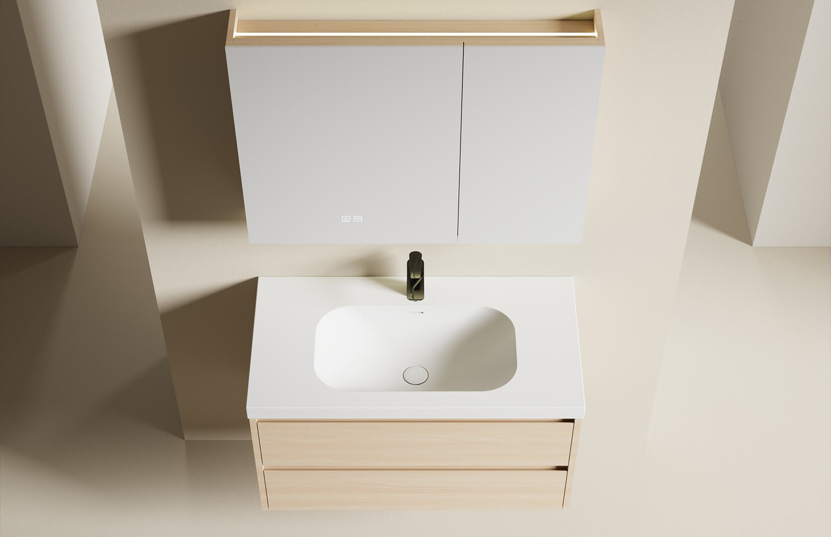 Solid Surface Wall Hung Bathroom Vanity_