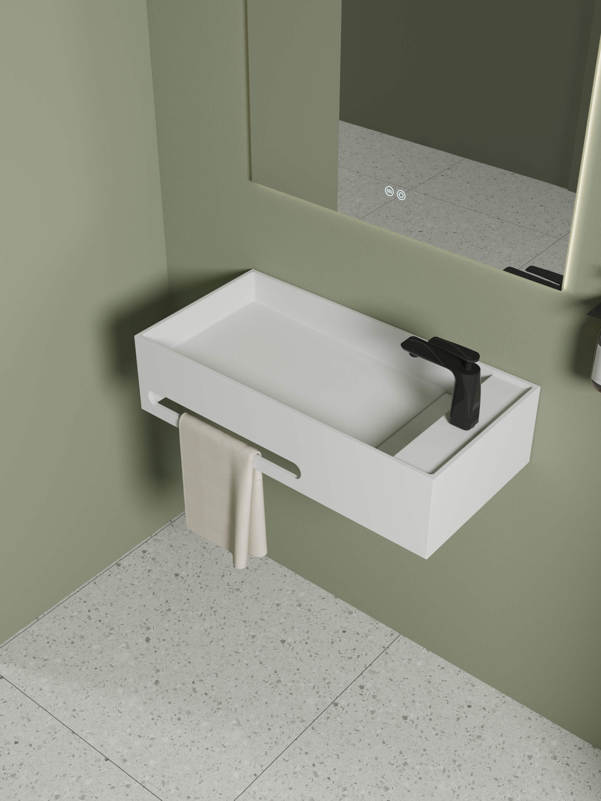 Solid Surface Wall Mount Bathroom Sink​ CPG-9001 Right