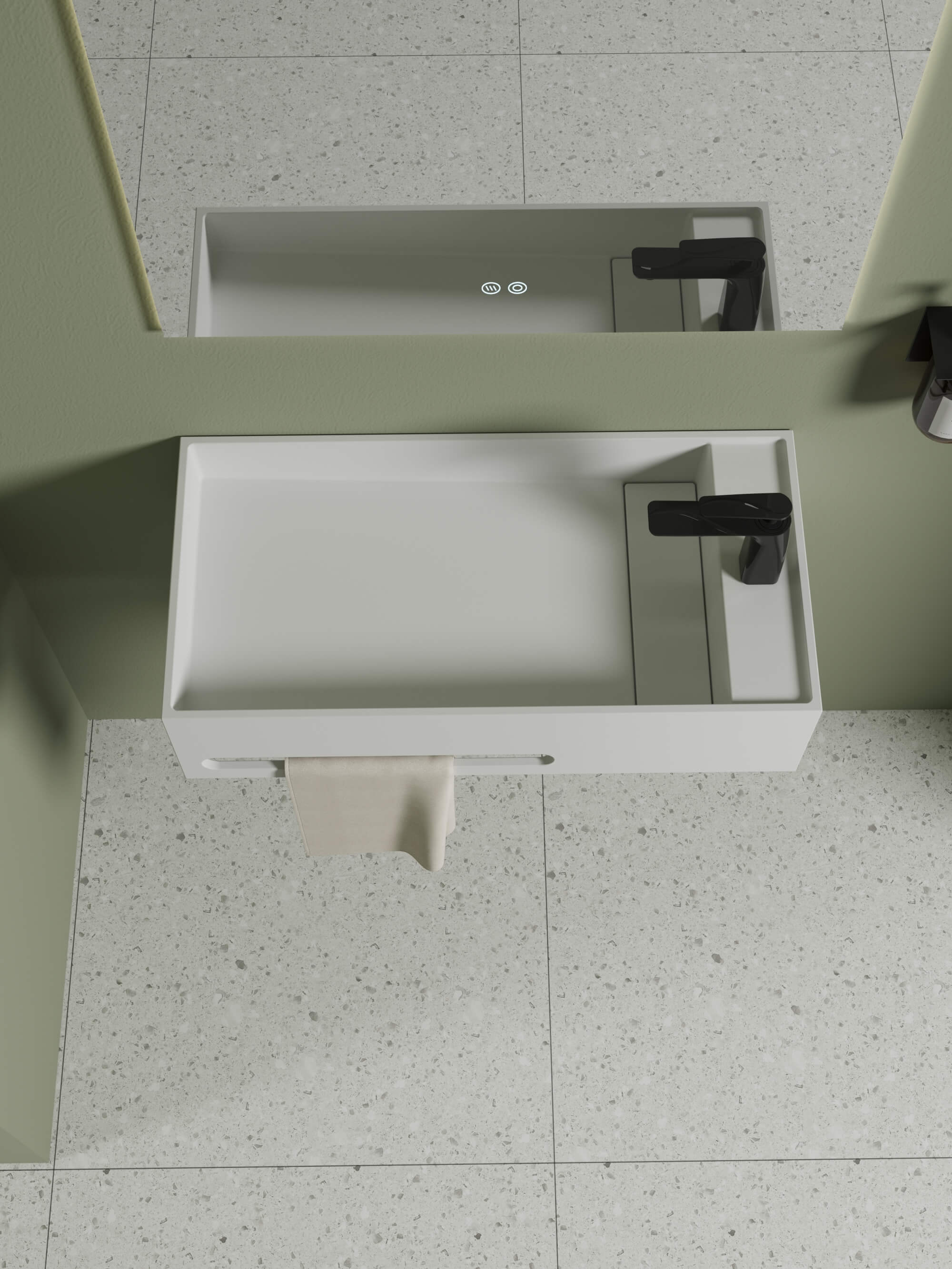Solid Surface Wall Mount Bathroom Sink​ CPG-9001 Top