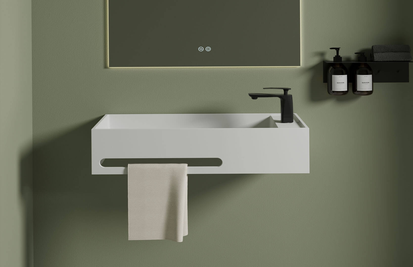 Solid Surface Wall Mount Bathroom Sink_ CPG-9001