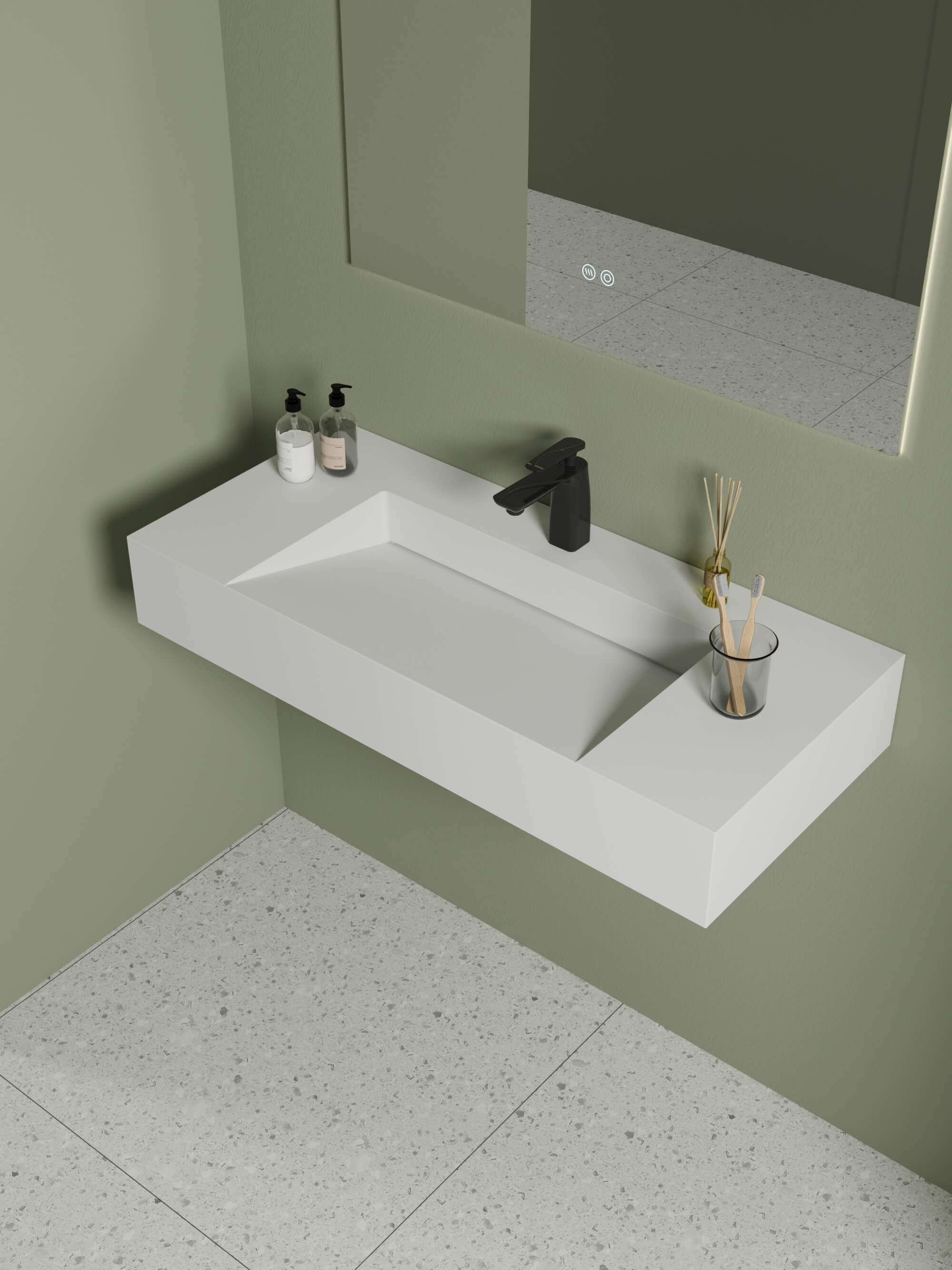 Solid Surface Wall Mounted Bathroom Sink​ CPG-9010 Right