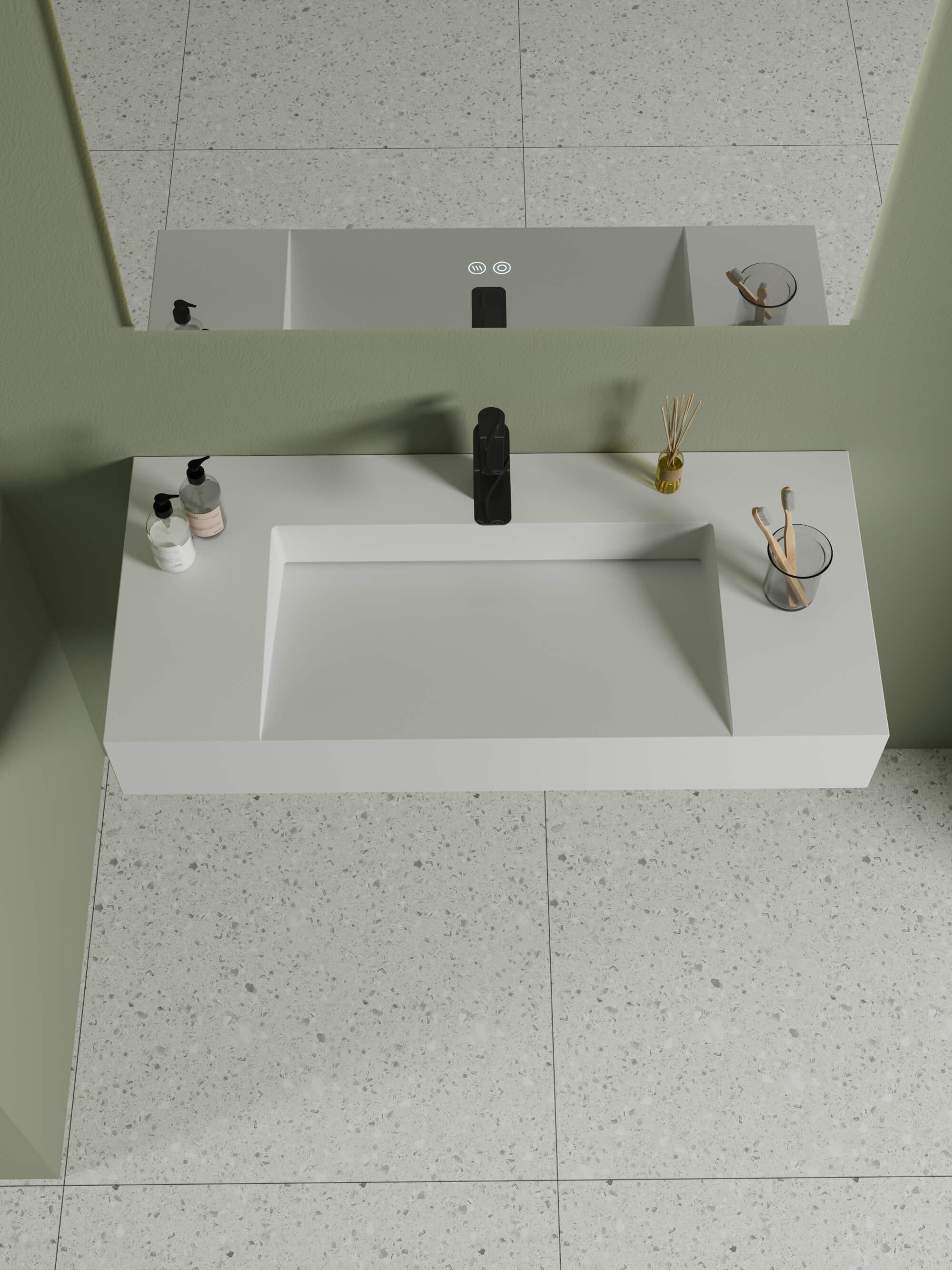 Solid Surface Wall Mounted Bathroom Sink​ CPG-9010 Top