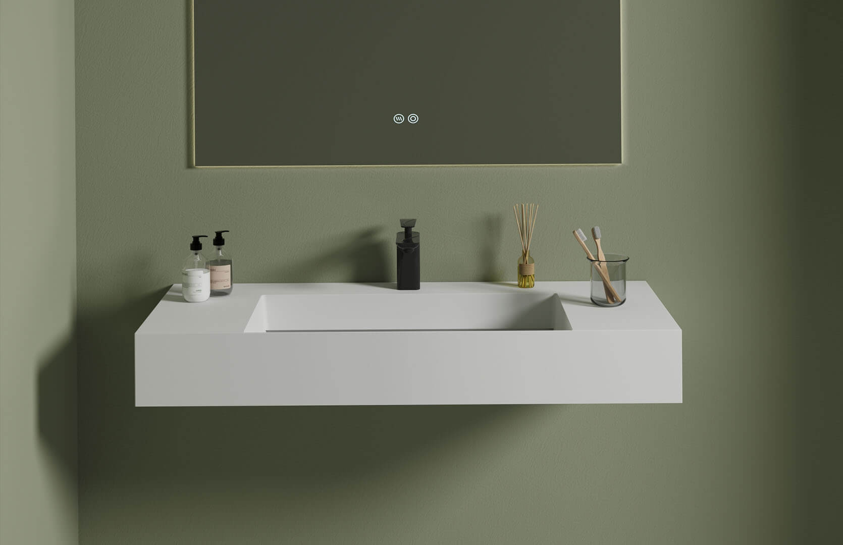 Solid Surface Wall Mounted Bathroom Sink_ CPG-9010