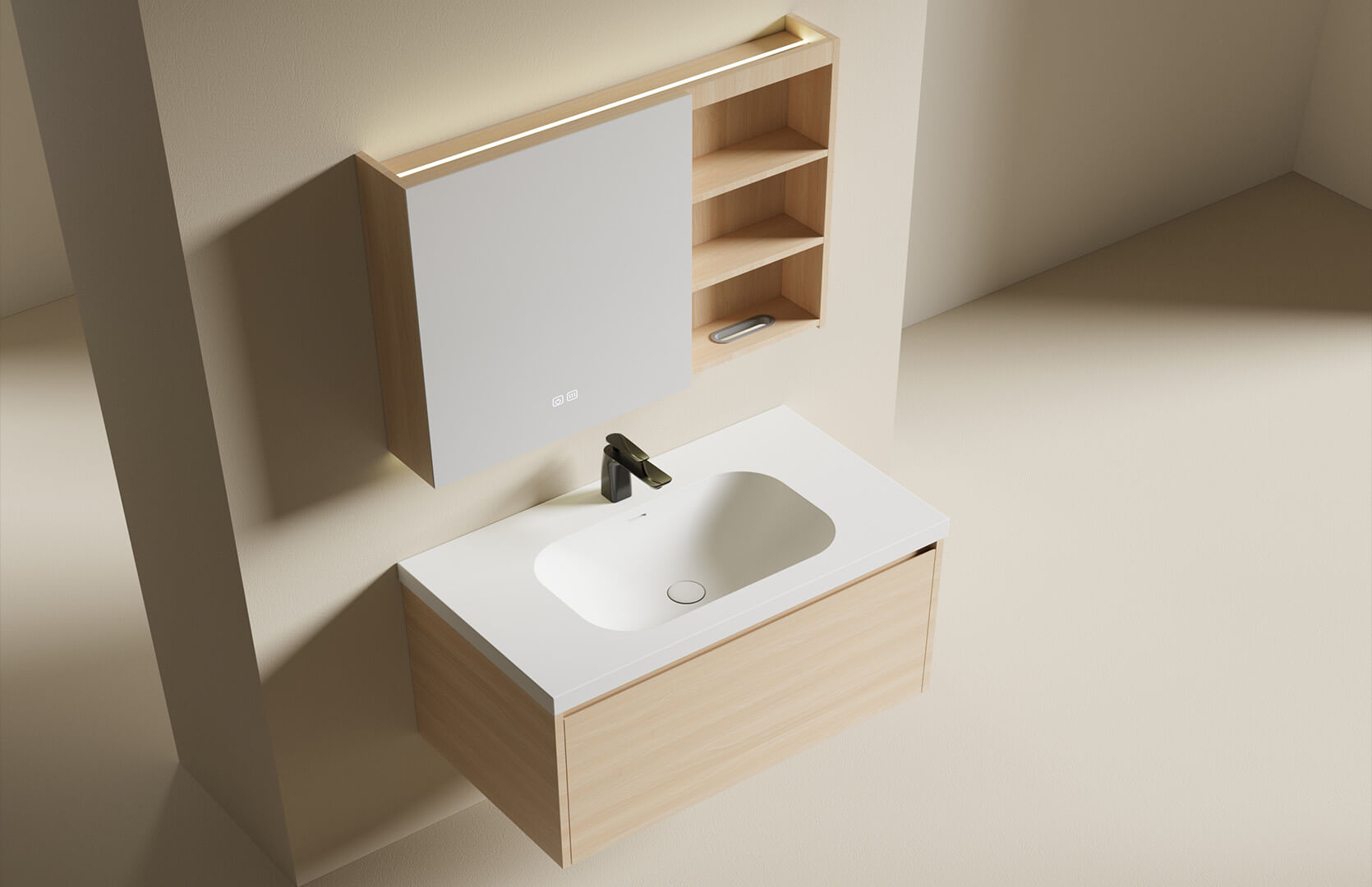 Solid Surface Wall Mounted Bathroom Vanity__-CPG-3388