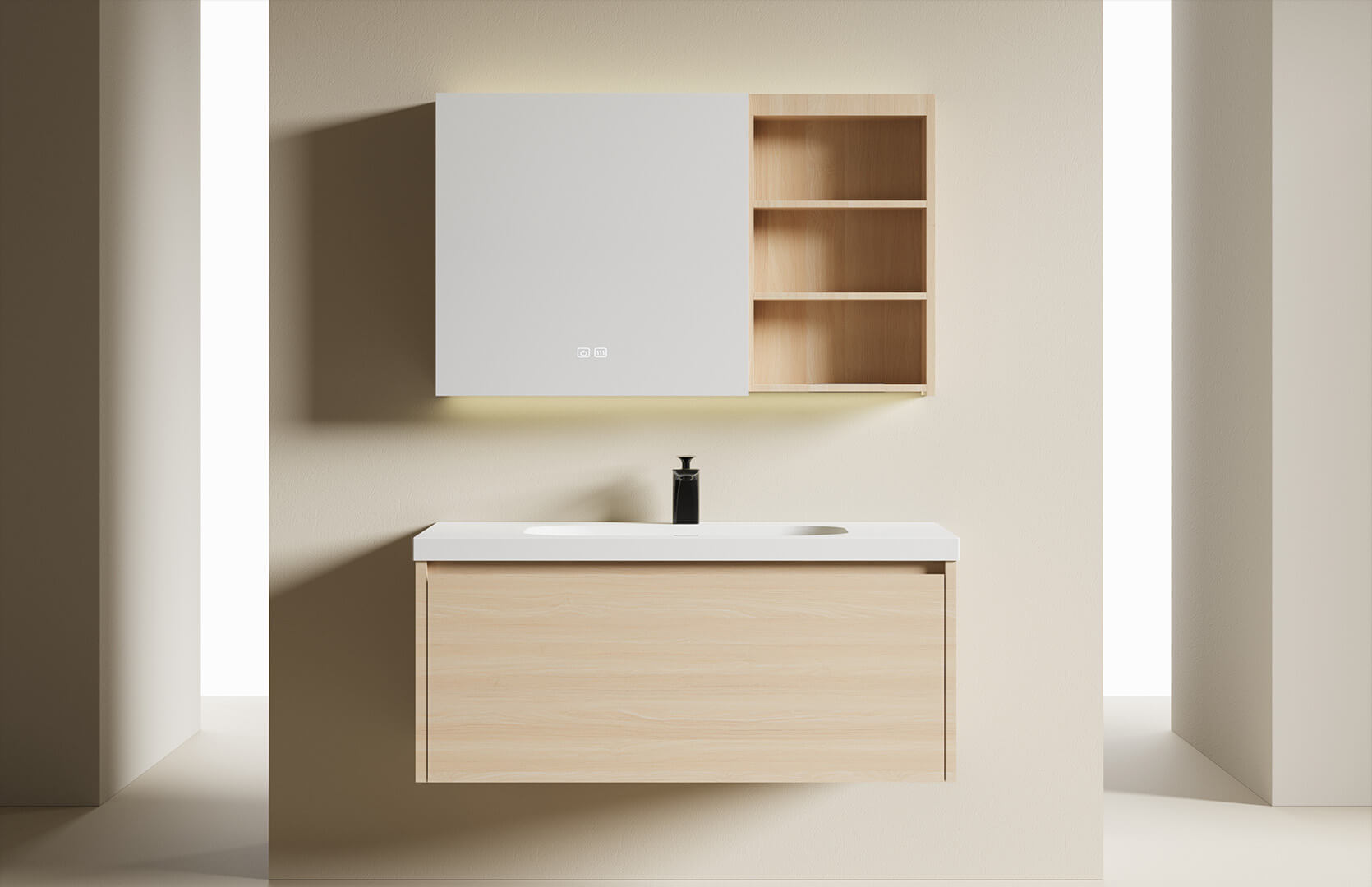 Solid Surface Wall Mounted Bathroom Vanity__ CPG-3388