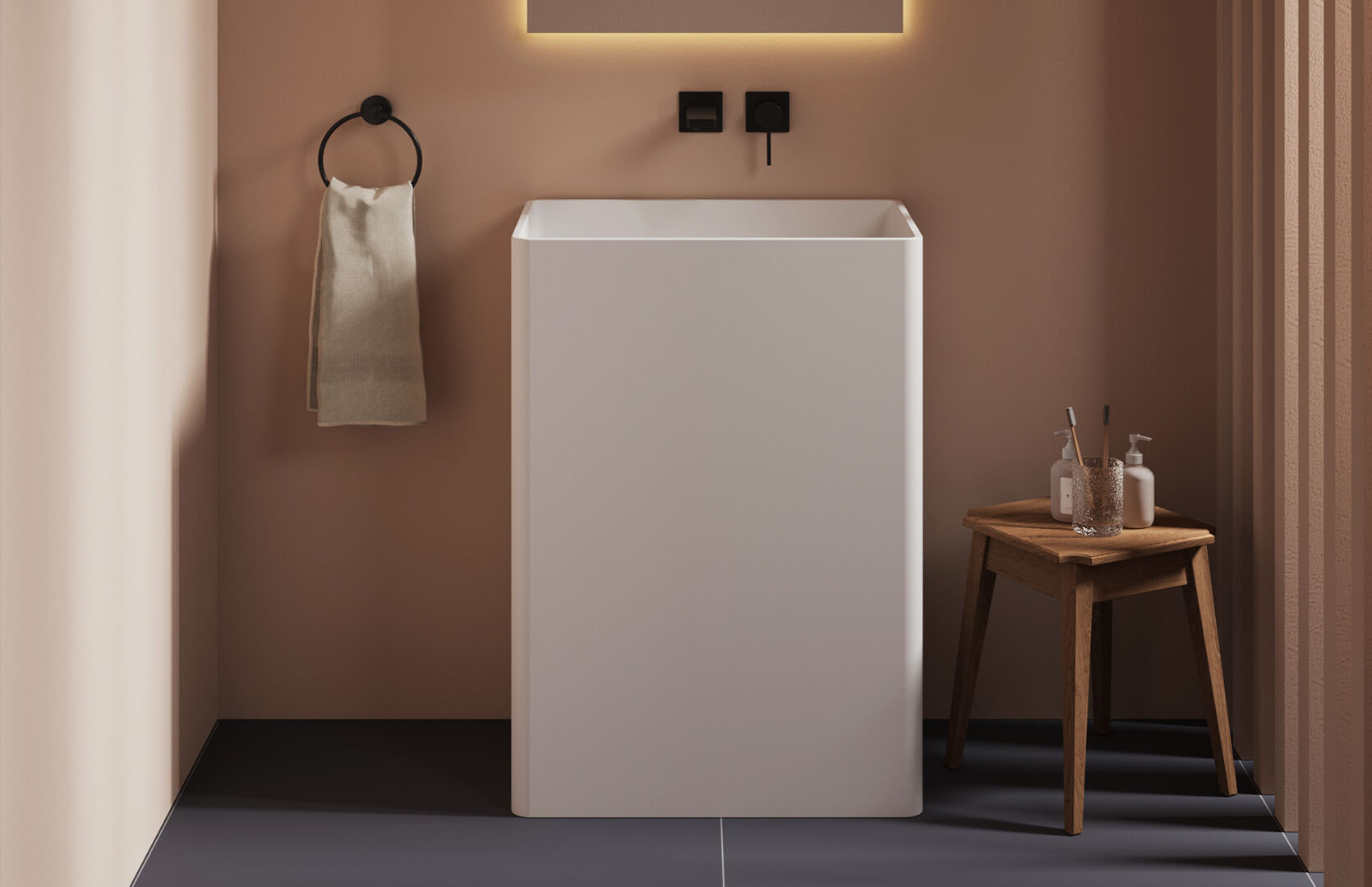 Solid Surface White Pedestal Sink_ CPG-6610