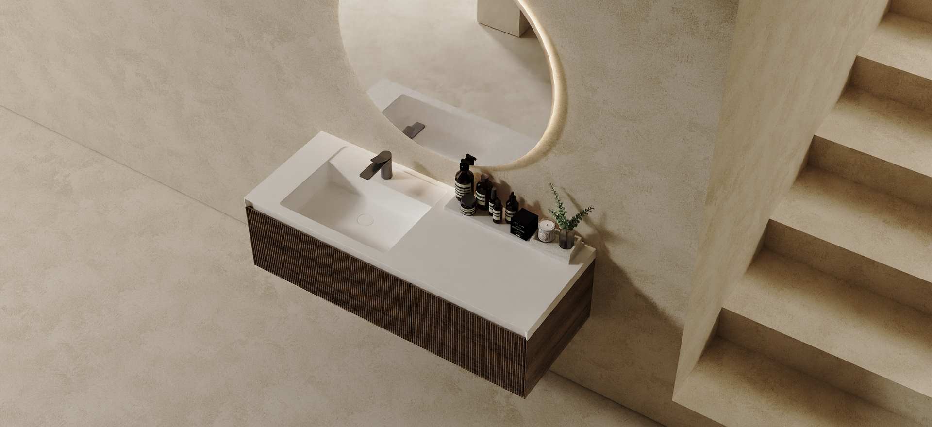 Solid Wood Lacquered Bathroom Cabinet CPG-3333-3