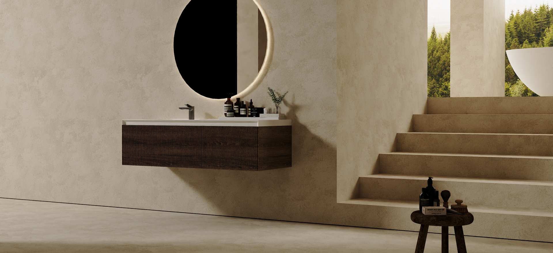 Solid Wood Lacquered Bathroom Cabinet CPG-3333-4