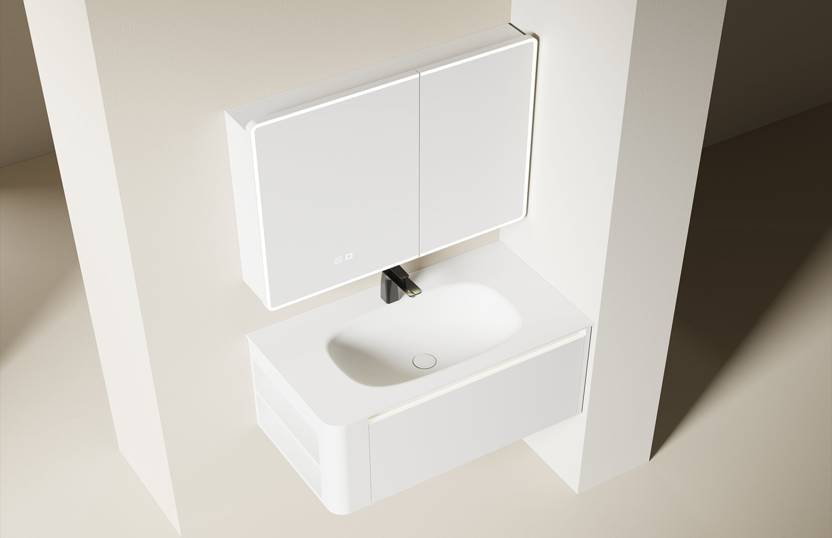 Stainless Steel Bathroom Floating Vanity____-CPG-3385B-L