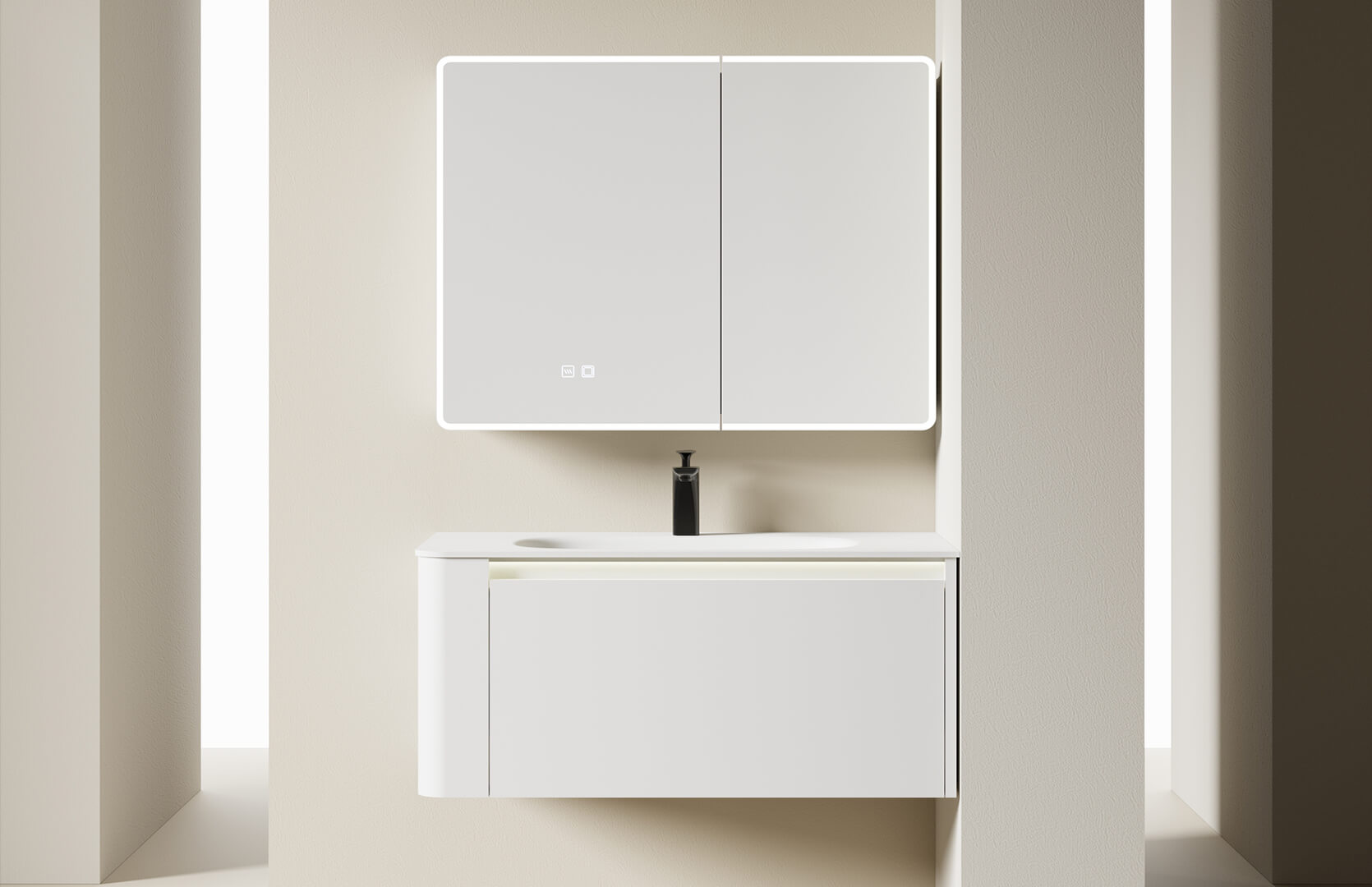 Stainless Steel Bathroom Floating Vanity____ CPG-3385B-L