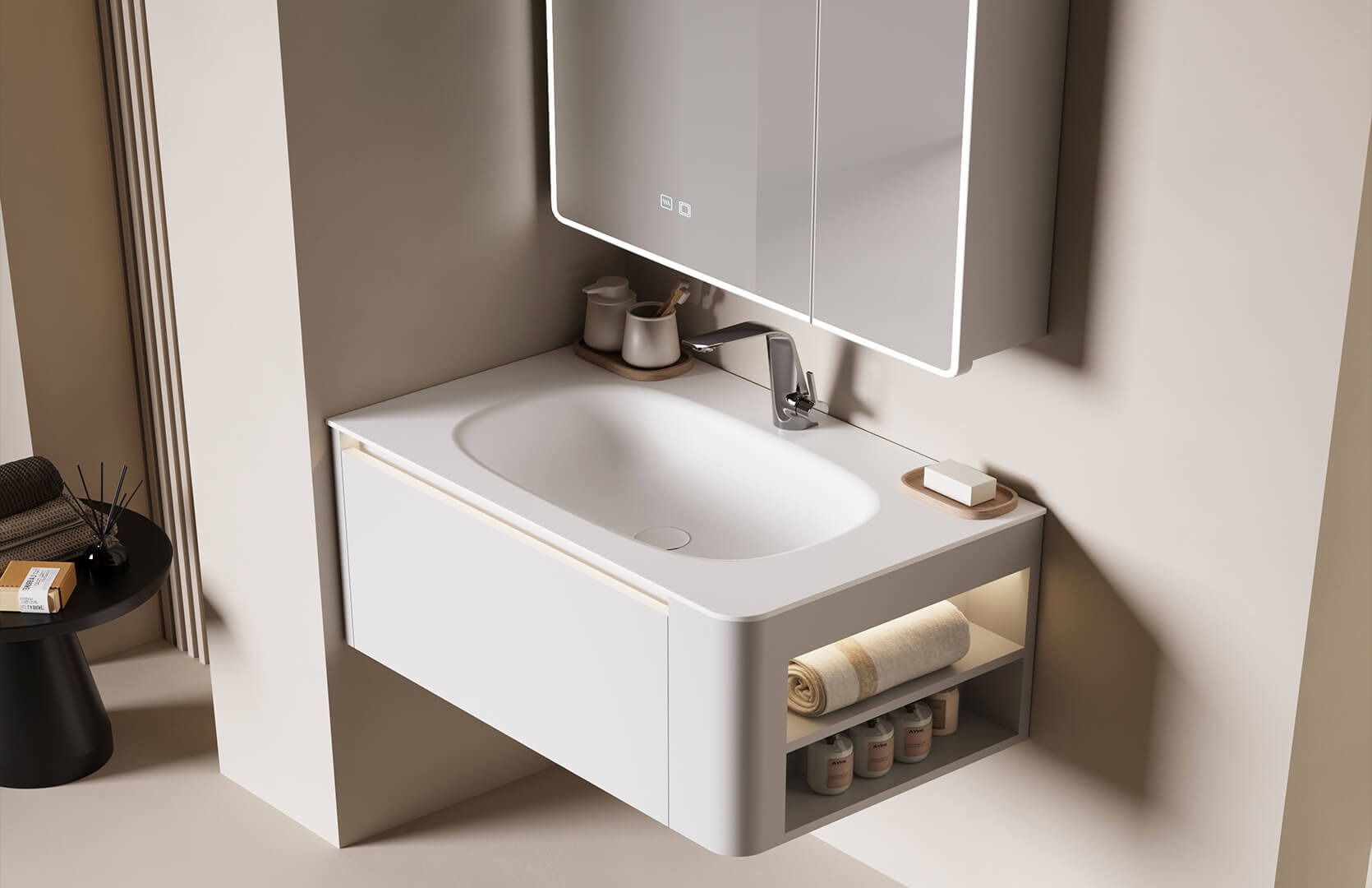 Stainless Steel Bathroom Vanity Single Sink_-CPG-3385B-R