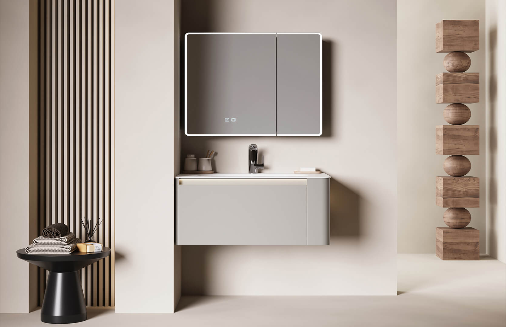 Stainless Steel Bathroom Vanity Single Sink_ CPG-3385B-R Meridian Gray