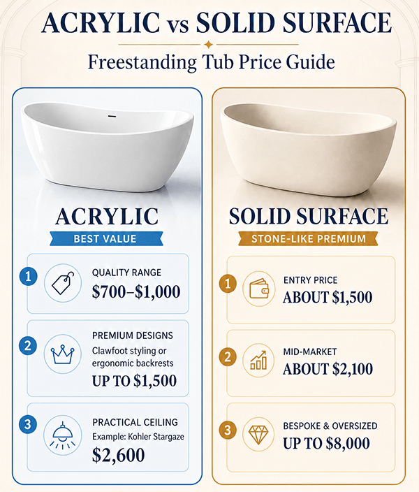 Total Cost of Acrylic and Solid Surface Tub