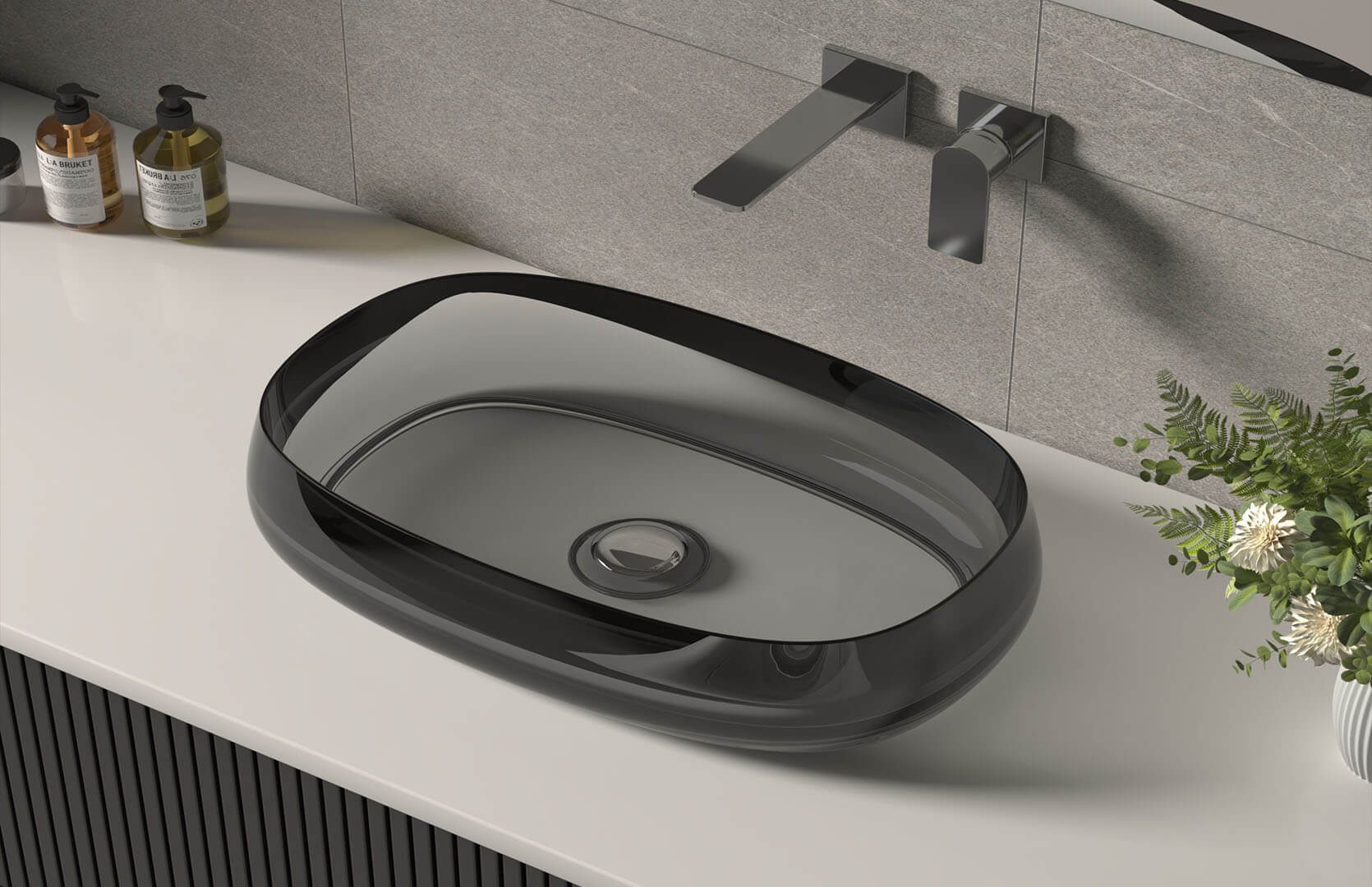 Translucent Resin Bathroom Countertop and Sink___ CPG-2266