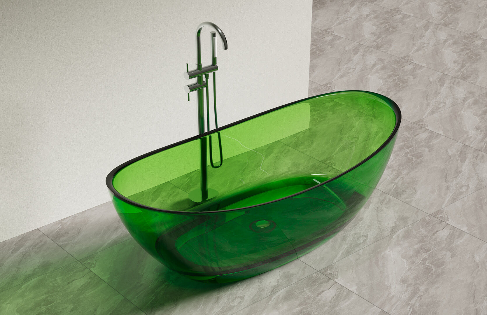 Translucent Resin Deep Freestanding Tub