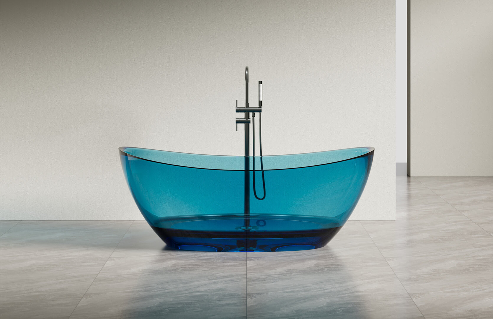 Translucent Resin Deep Freestanding Tub CPG-8826 Blue