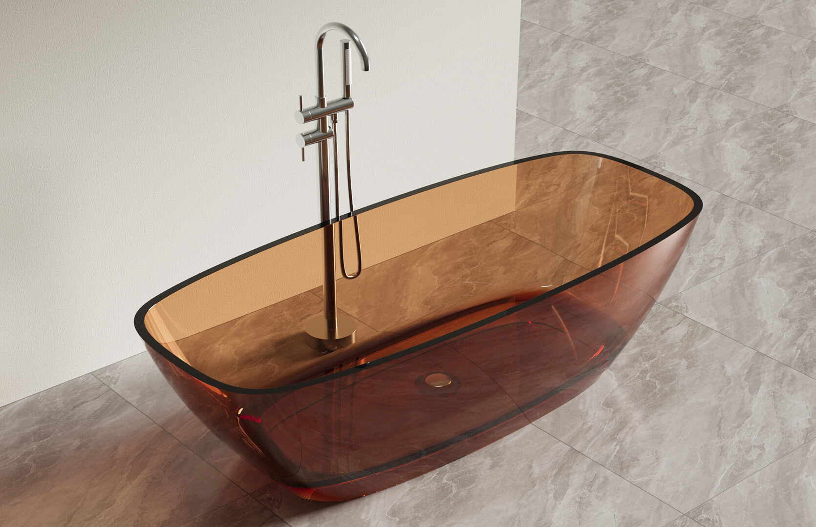 Translucent Resin Freestanding Acrylic Soaking Tub_-CPG-8812
