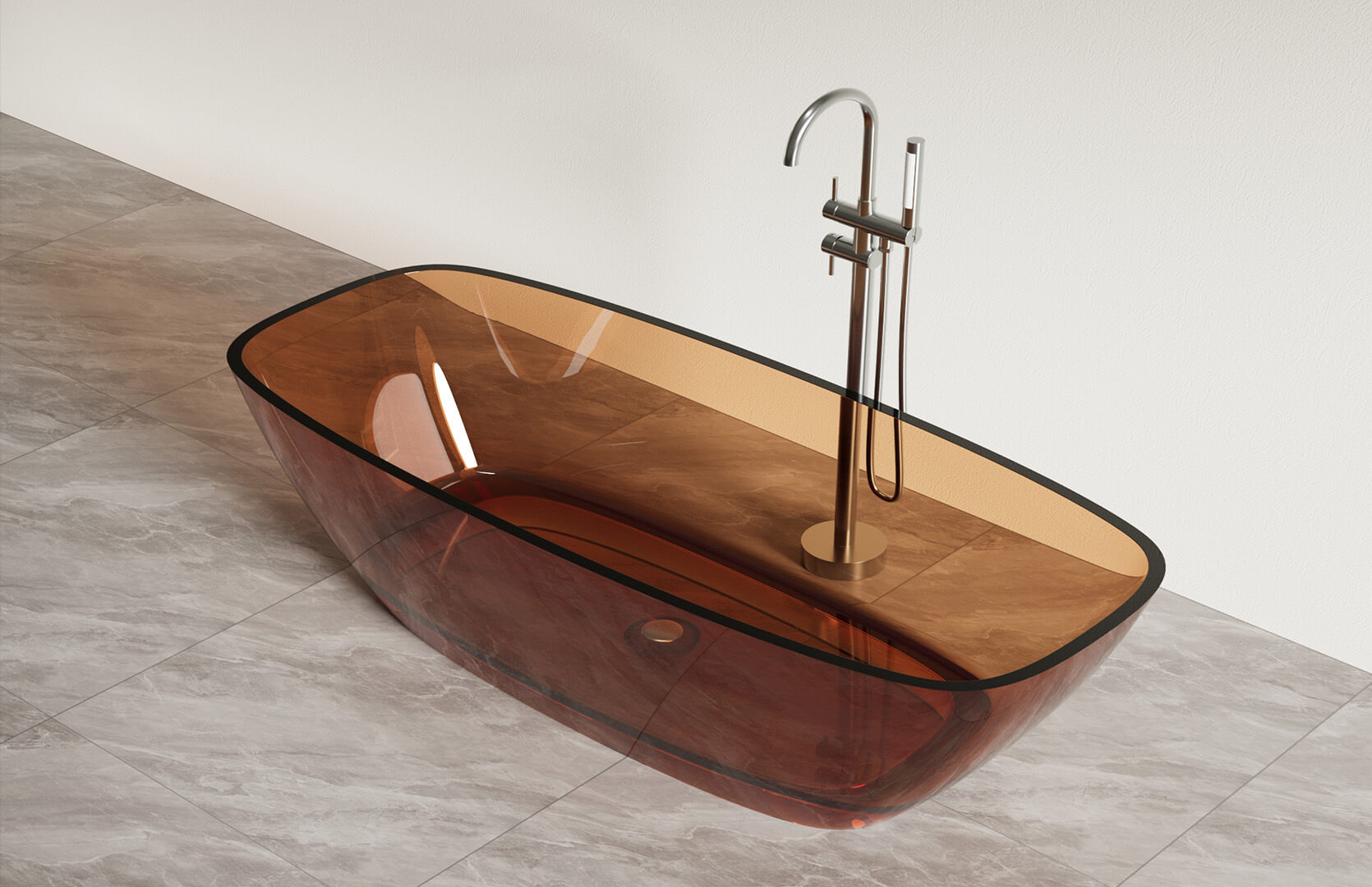 Translucent Resin Freestanding Acrylic Soaking Tub_