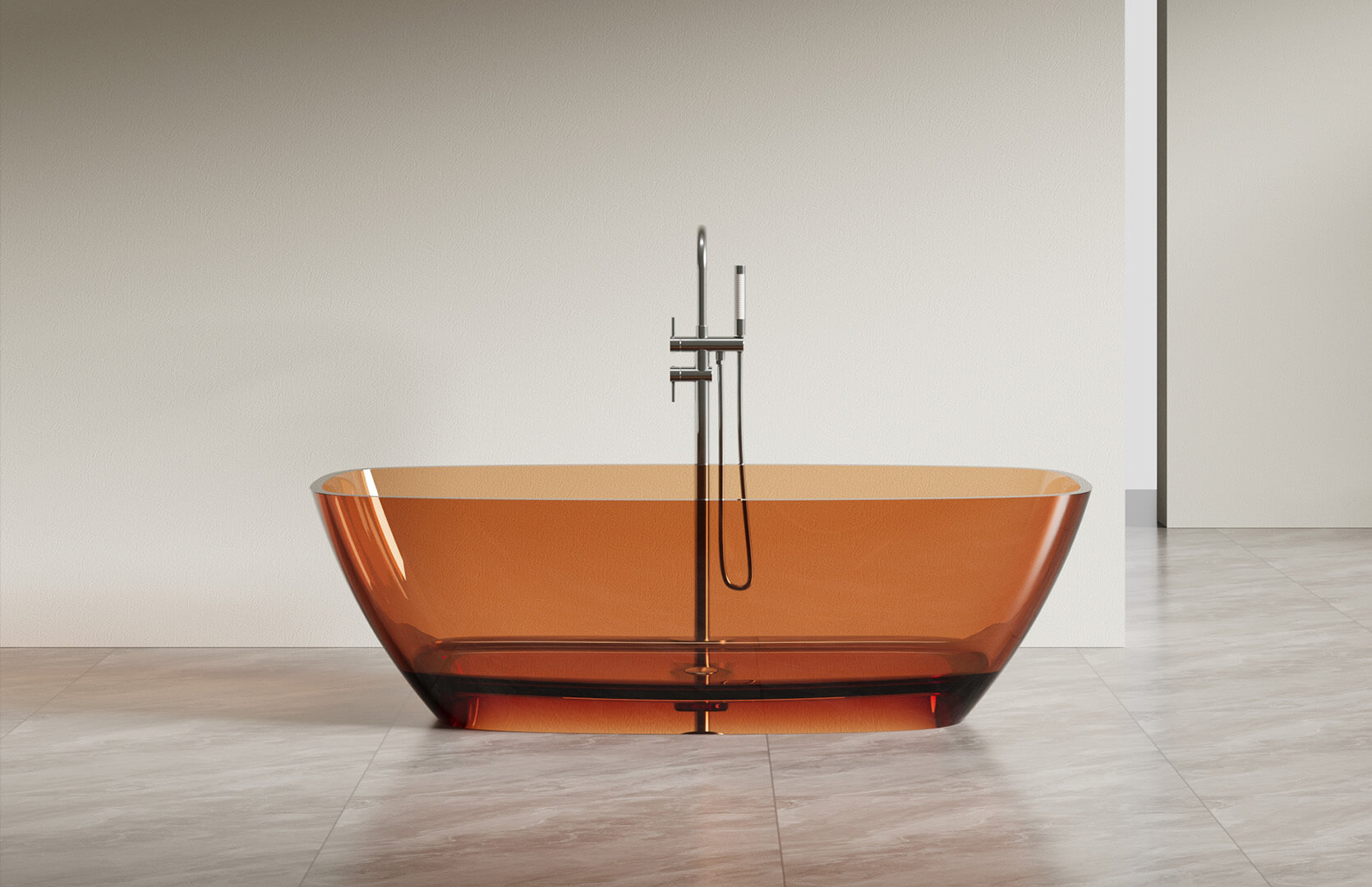 Translucent Resin Freestanding Acrylic Soaking Tub_ CPG-8812