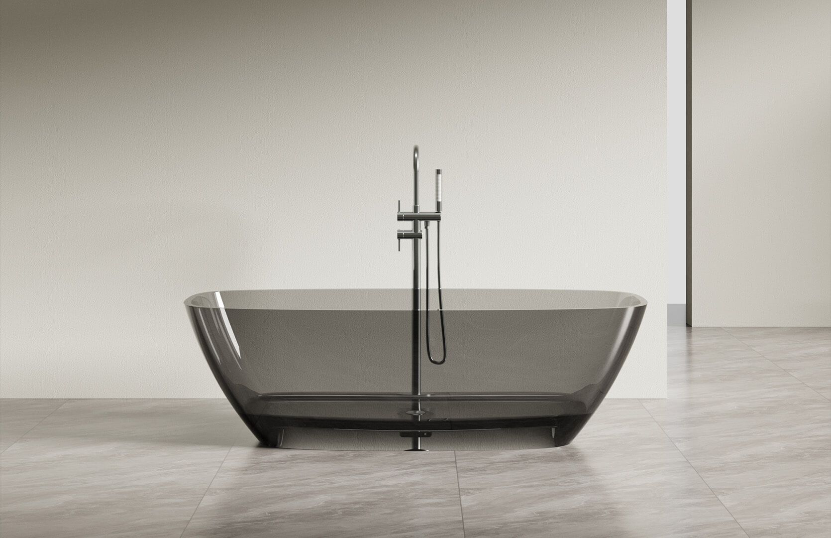 Translucent Resin Freestanding Acrylic Soaking Tub_ CPG-8812 Black