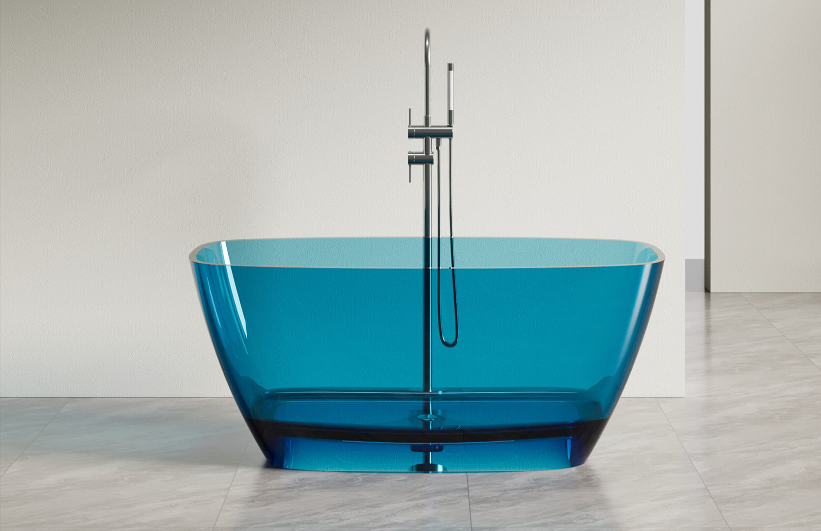 Translucent Resin Freestanding Acrylic Soaking Tub_ CPG-8812 Blue