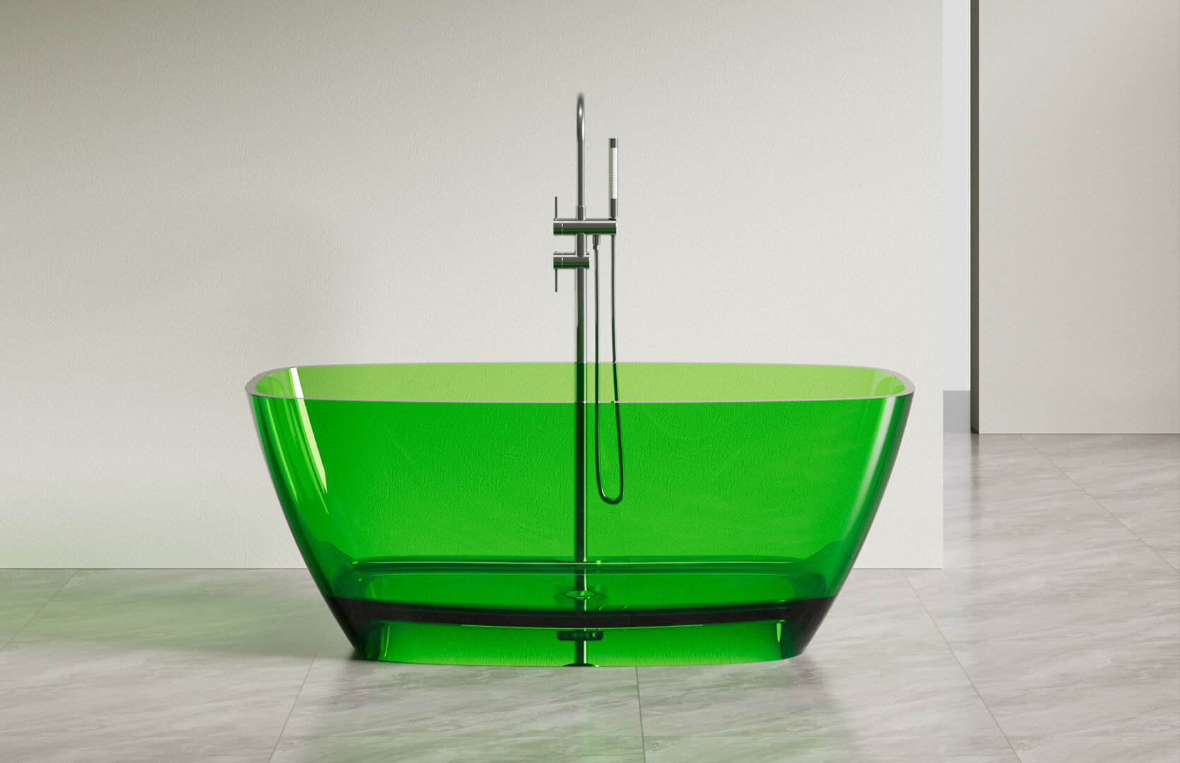 Translucent Resin Freestanding Acrylic Soaking Tub_ CPG-8812 Green