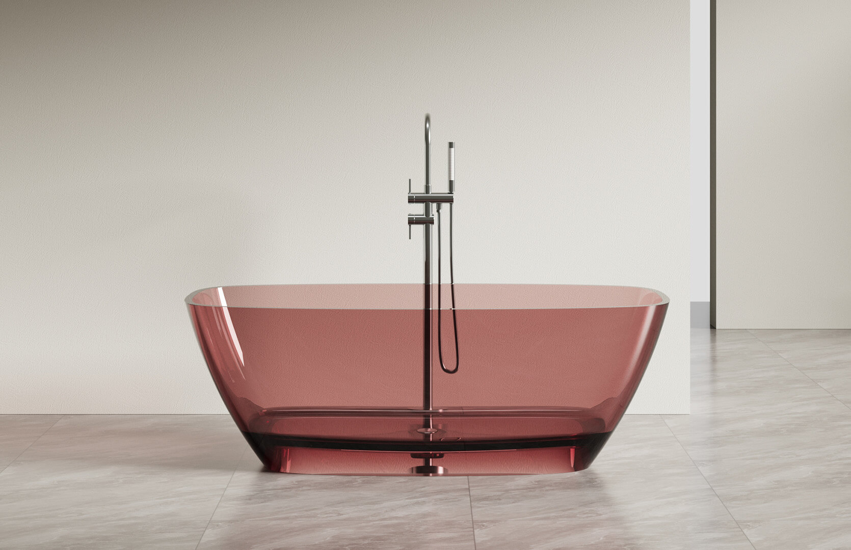 Translucent Resin Freestanding Acrylic Soaking Tub_ CPG-8812 Red