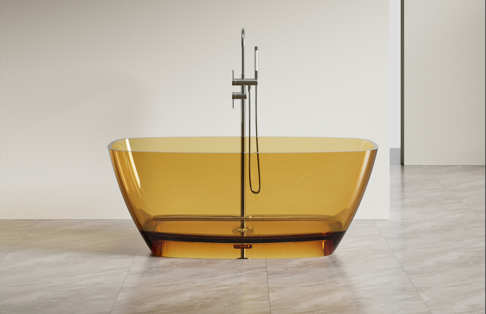 Translucent Resin Freestanding Acrylic Soaking Tub_ CPG-8812 Yellow
