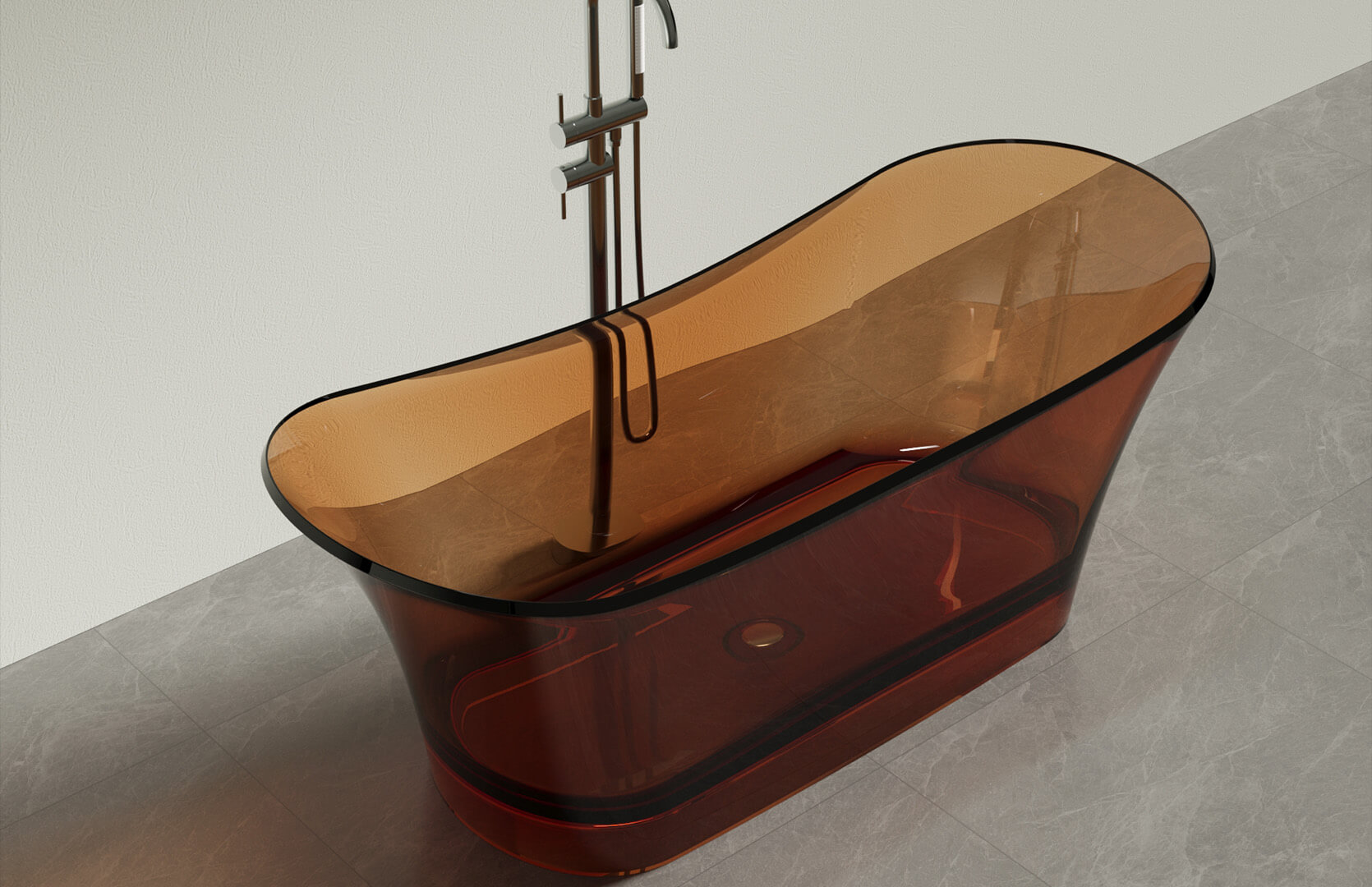 Translucent Resin Freestanding Small Soaking Tub