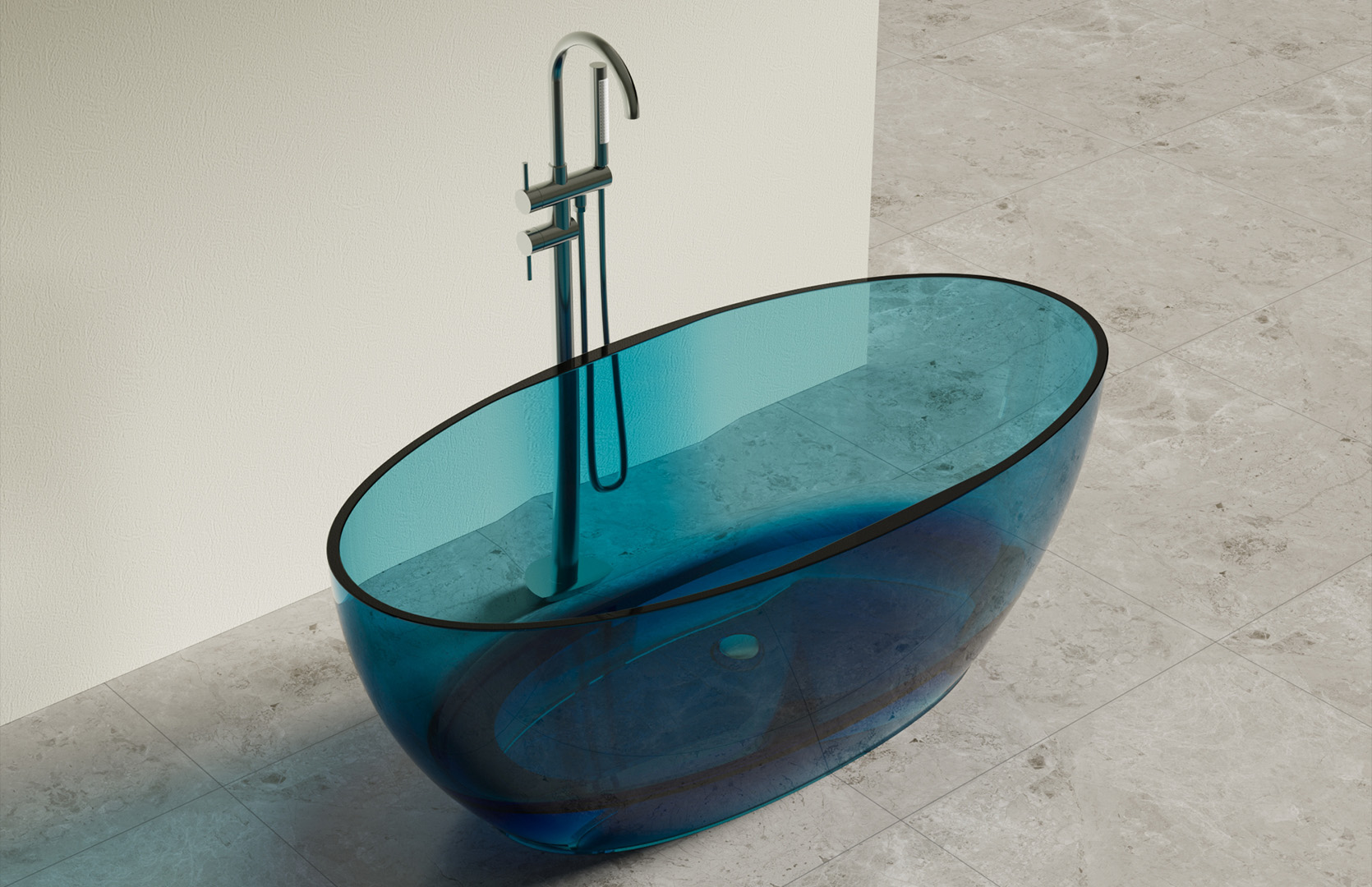 Translucent Resin Freestanding Spa Tub