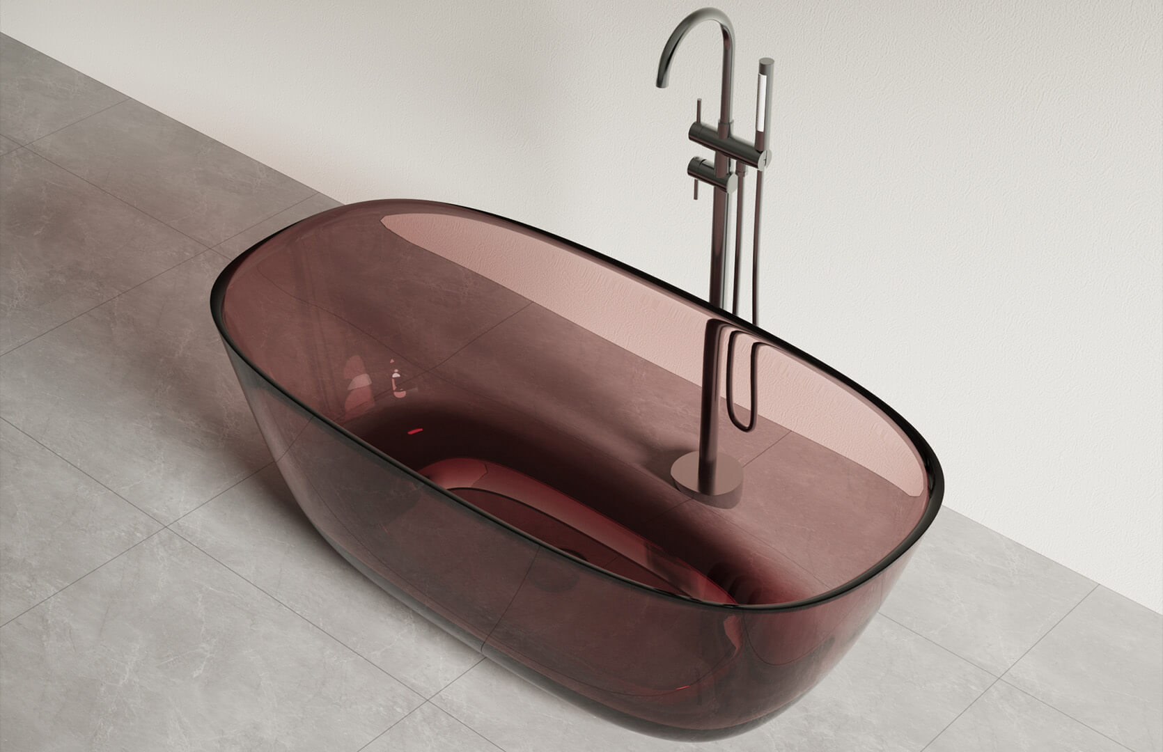 Translucent Resin Freestanding Tub in Shower-CPG-8823A