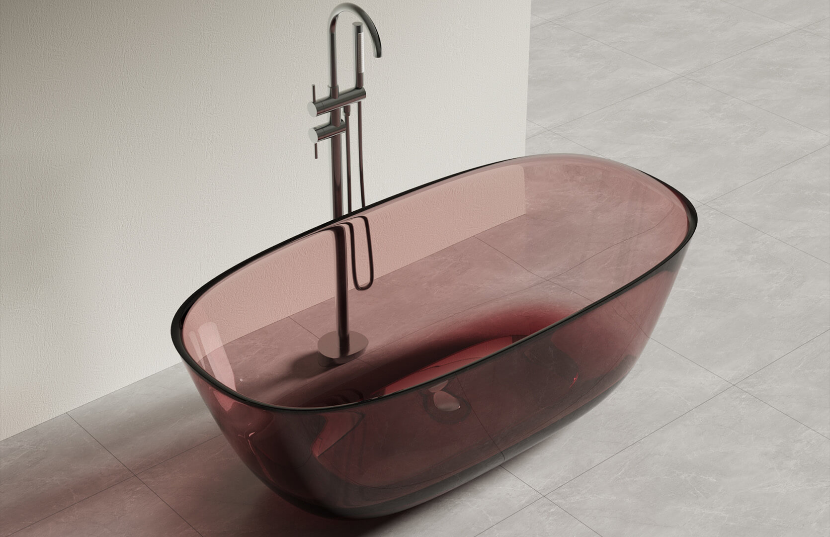 Translucent Resin Freestanding Tub in Shower