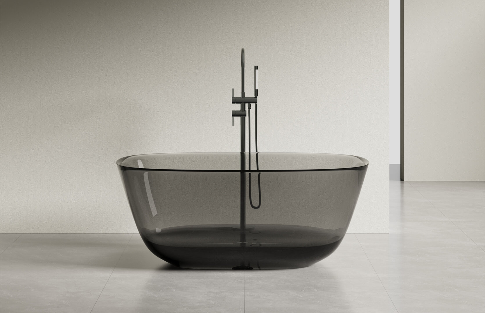 Translucent Resin Freestanding Tub in Shower CPG-8823A Black
