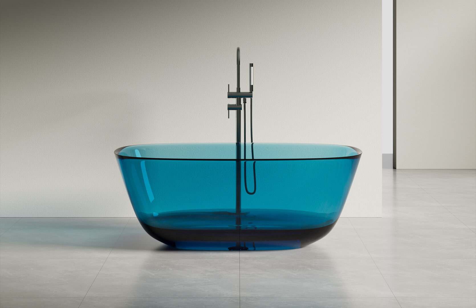 Translucent Resin Freestanding Tub in Shower CPG-8823A Blue