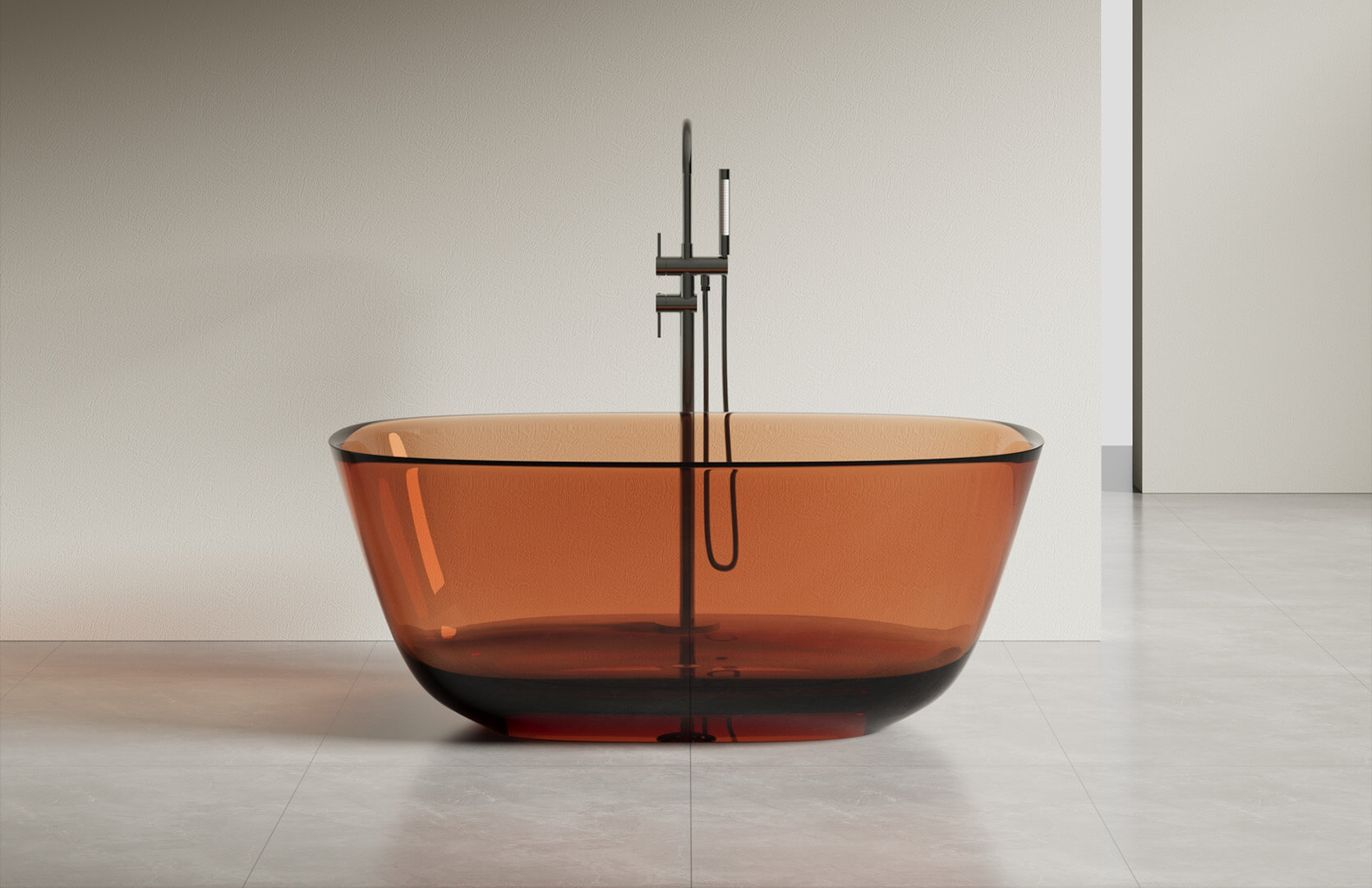 Translucent Resin Freestanding Tub in Shower CPG-8823A Brown