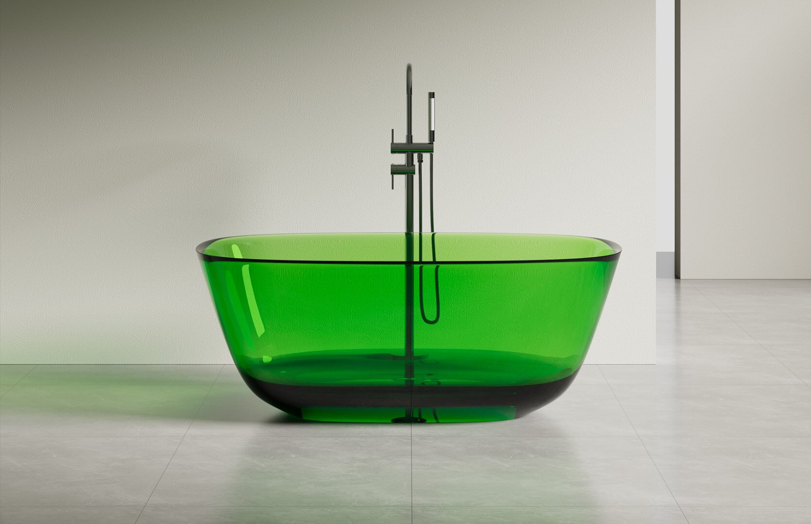 Translucent Resin Freestanding Tub in Shower CPG-8823A Green
