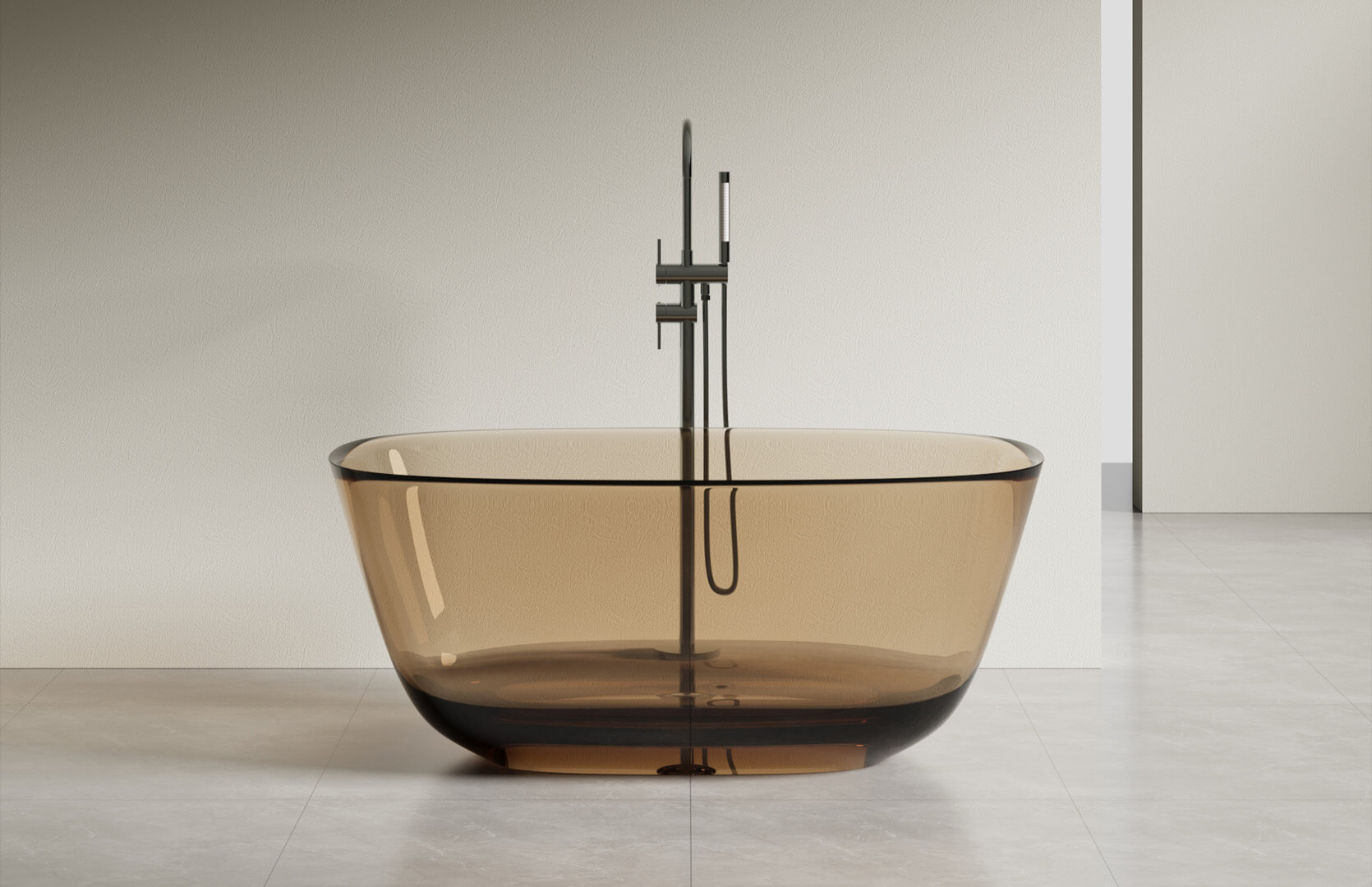 Translucent Resin Freestanding Tub in Shower CPG-8823A Yellow