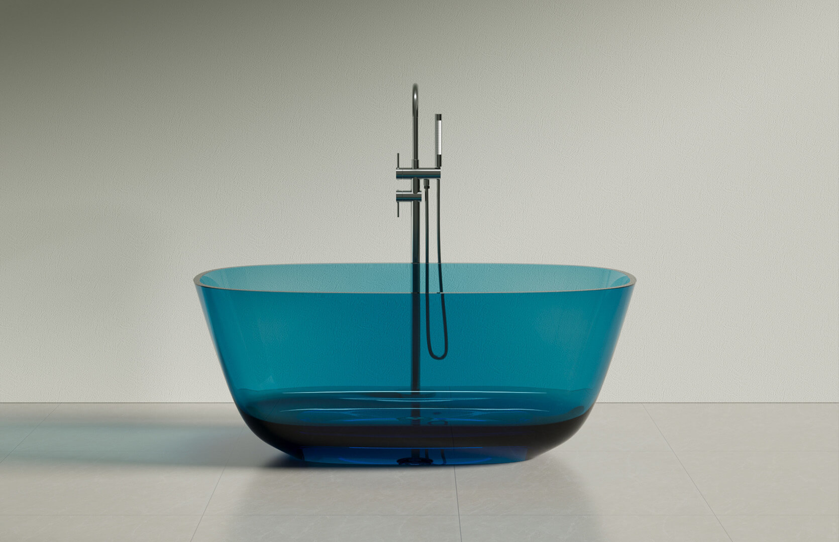 Translucent Resin Large Freestanding Tub CPG-8823B Blue