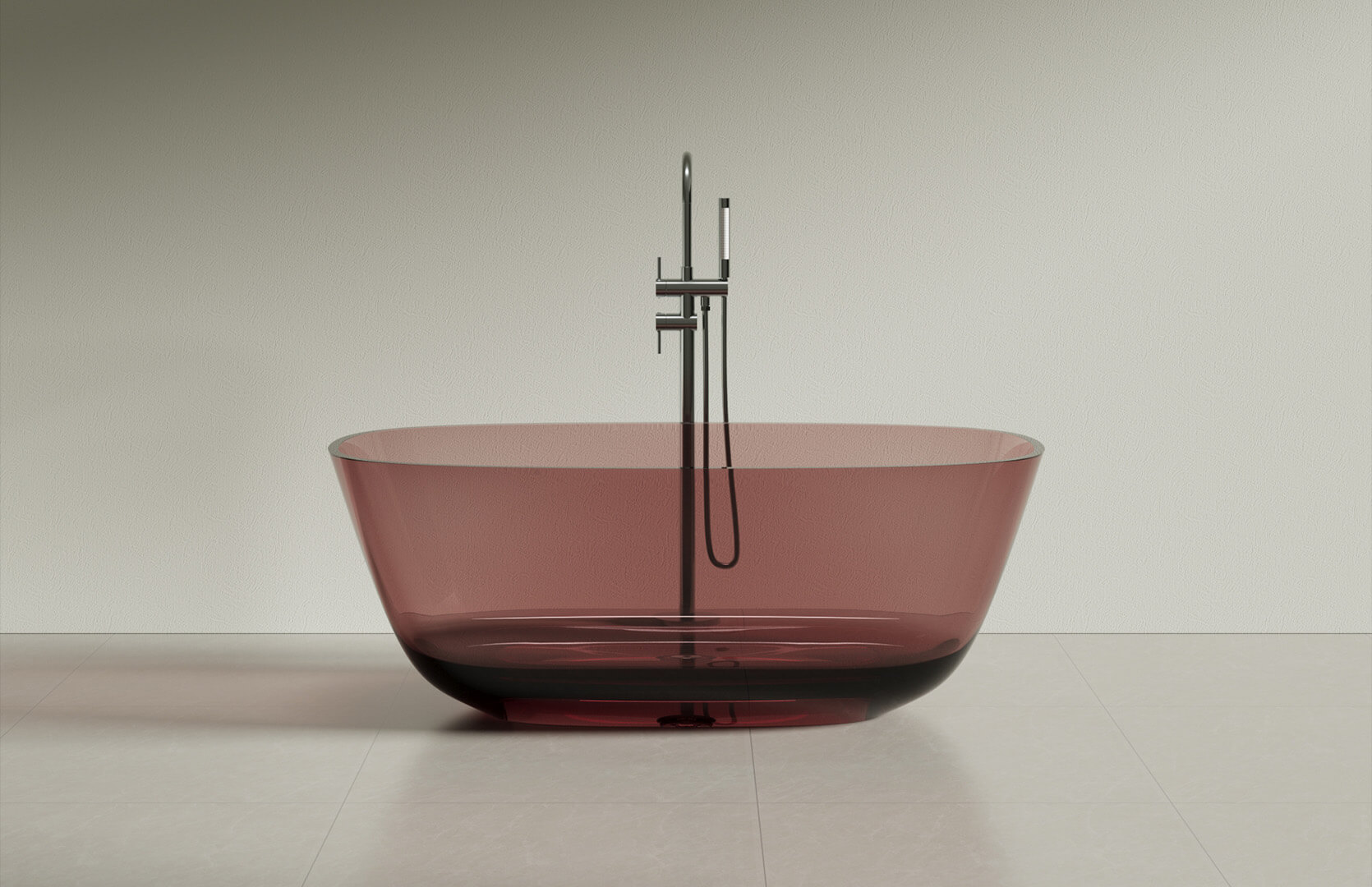 Translucent Resin Large Freestanding Tub CPG-8823B Red