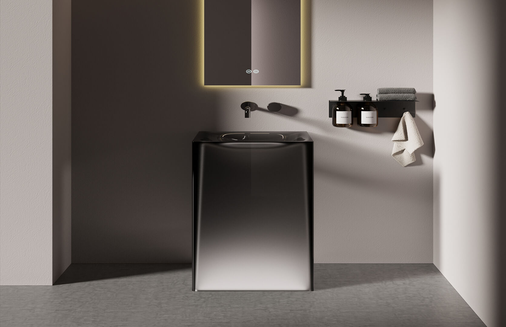 Translucent Resin Modern Sink Pedestal_ CPG-6625 Black