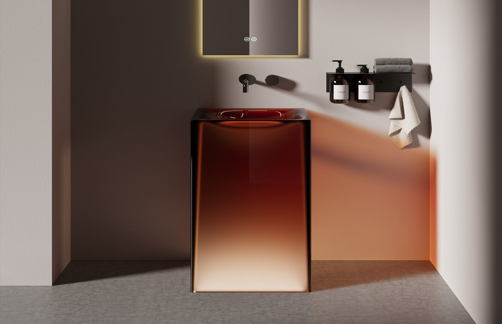 Translucent Resin Modern Sink Pedestal_ CPG-6625 Brown