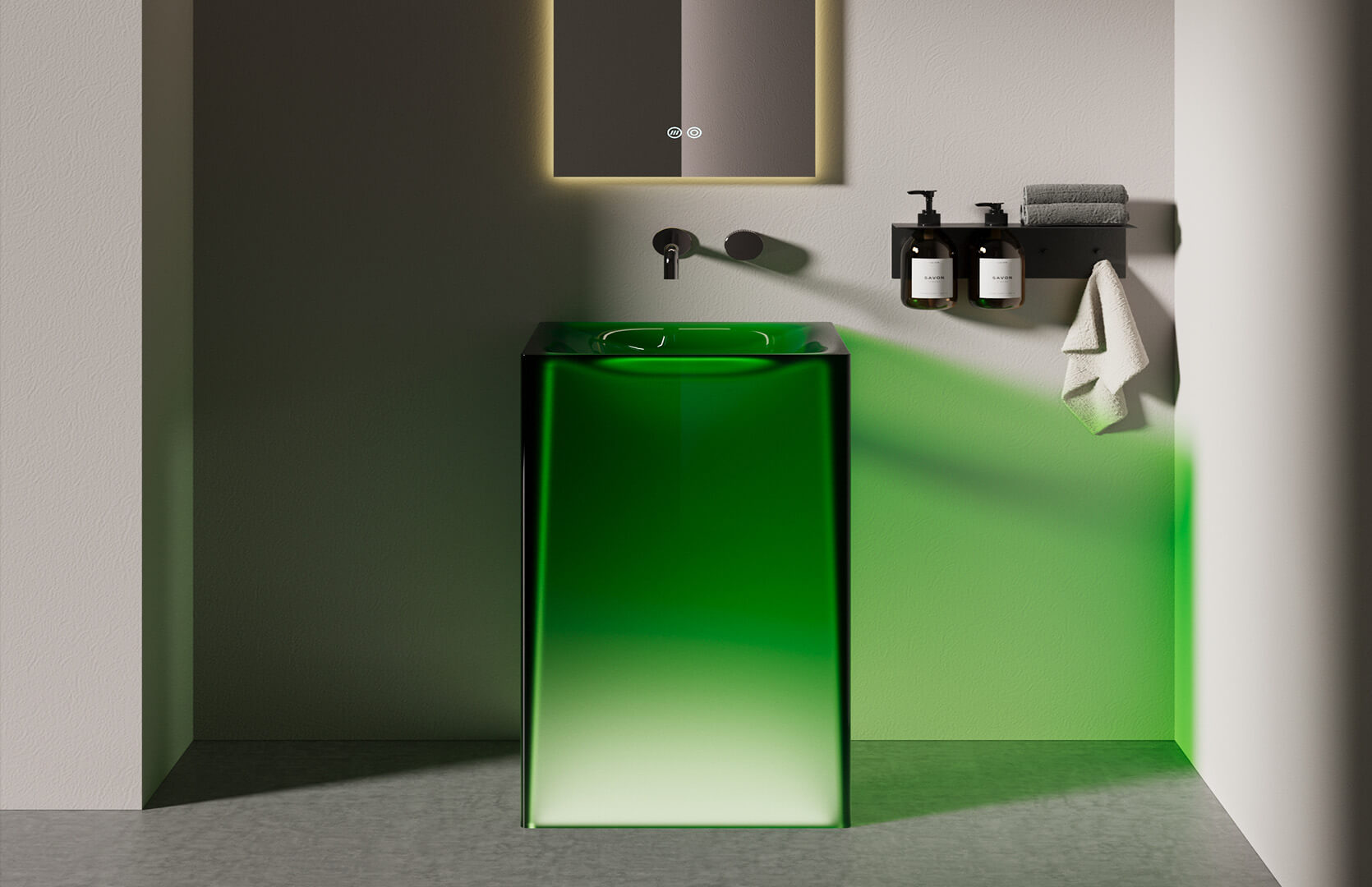 Translucent Resin Modern Sink Pedestal_ CPG-6625 Green