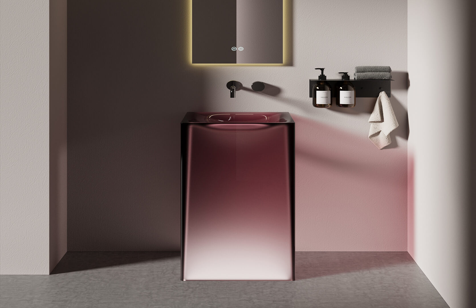 Translucent Resin Modern Sink Pedestal_ CPG-6625 Red