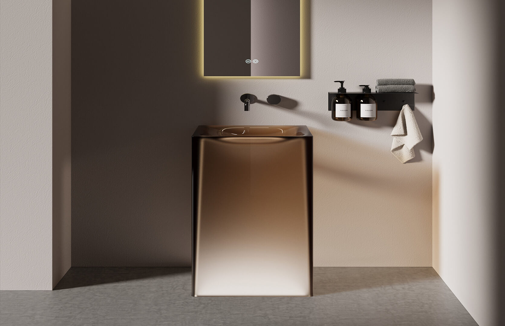 Translucent Resin Modern Sink Pedestal_ CPG-6625 Yellow
