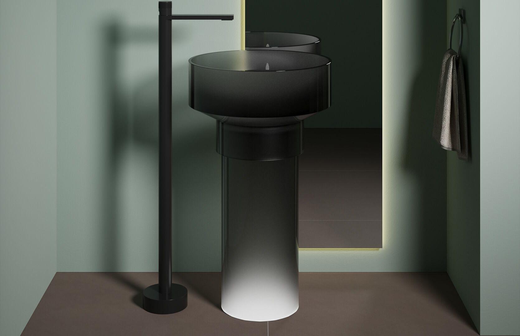 Translucent Resin Narrow Pedestal Sink___ CPG-6630