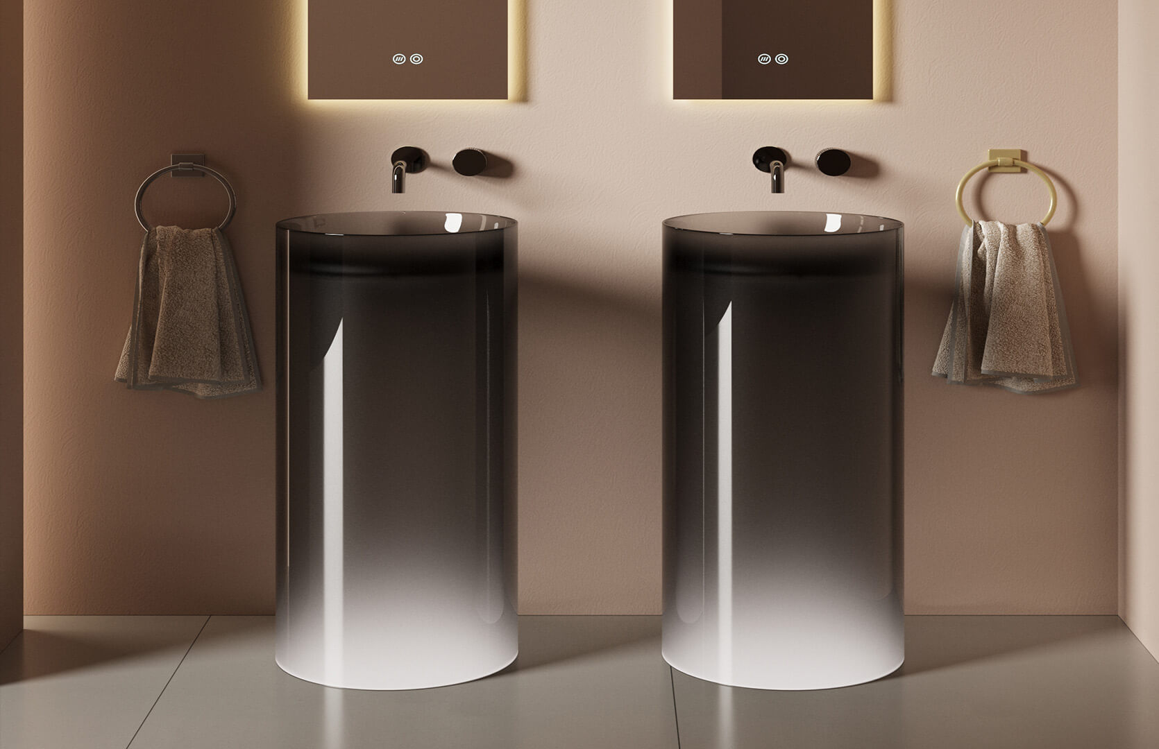 Translucent Resin Pedestal Sink for Bathroom__ CPG-6638 Black
